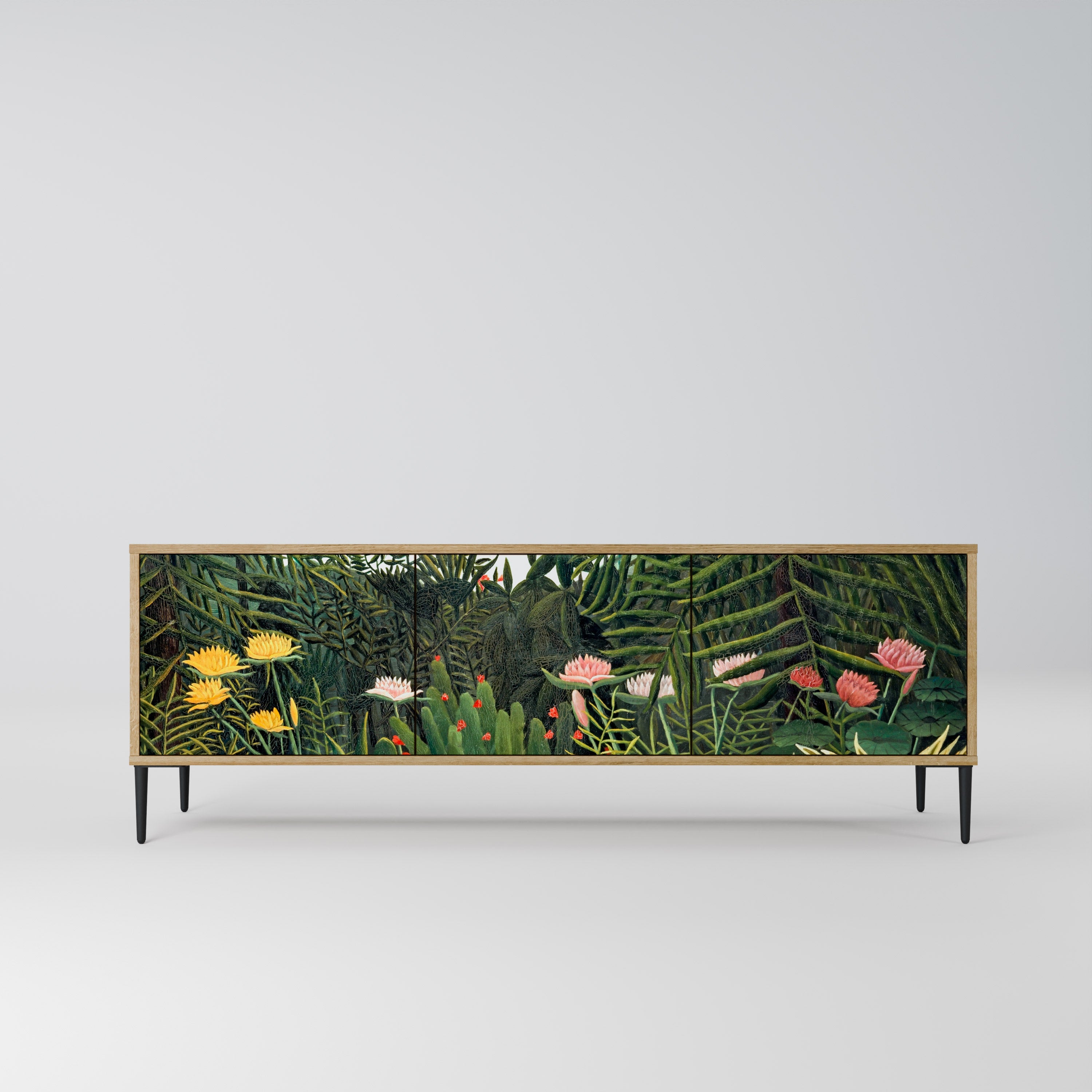 VIRGIN FOREST WITH SUNSET Móvel de TV com 3 Portas em Efeito Carvalho