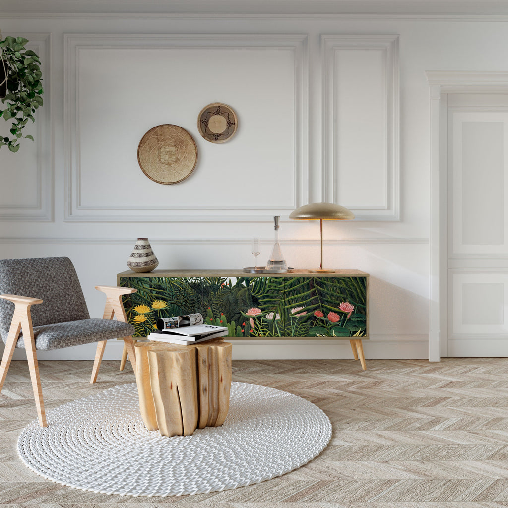 VIRGIN FOREST WITH SUNSET Móvel de TV com 3 Portas em Efeito Carvalho