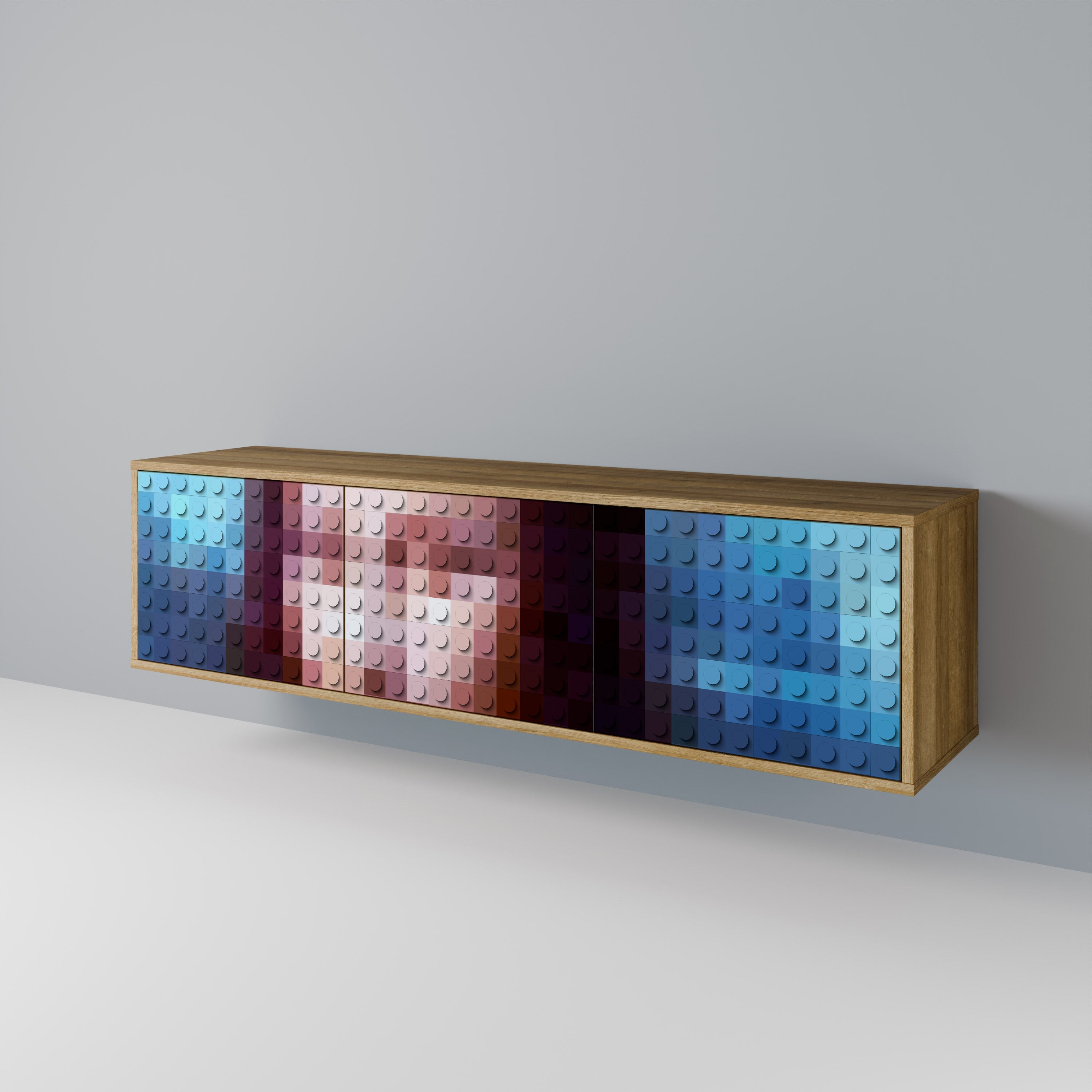 CONSTRUCTIVE ART Móvel de TV com 3 Portas em Efeito Carvalho