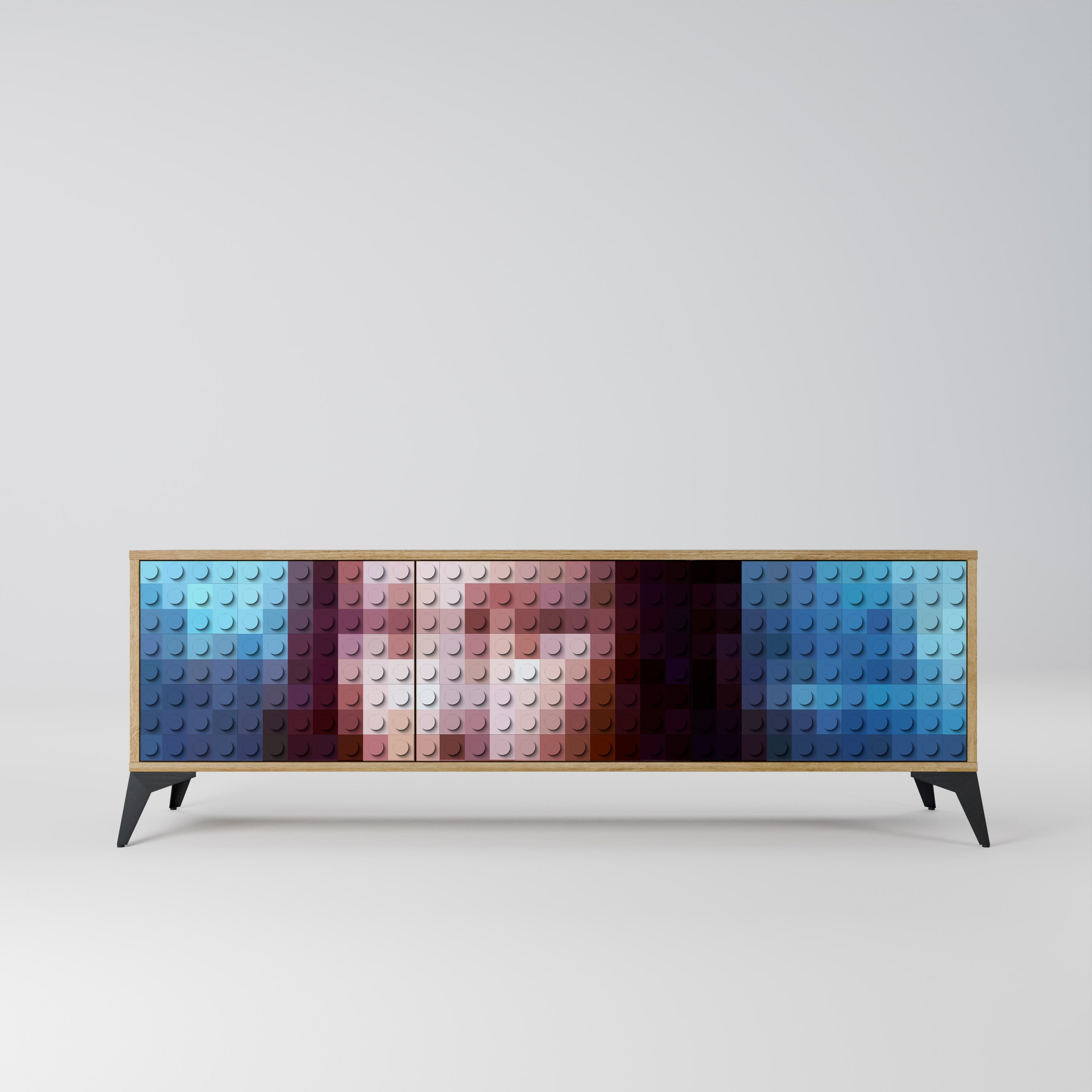 CONSTRUCTIVE ART Móvel de TV com 3 Portas em Efeito Carvalho