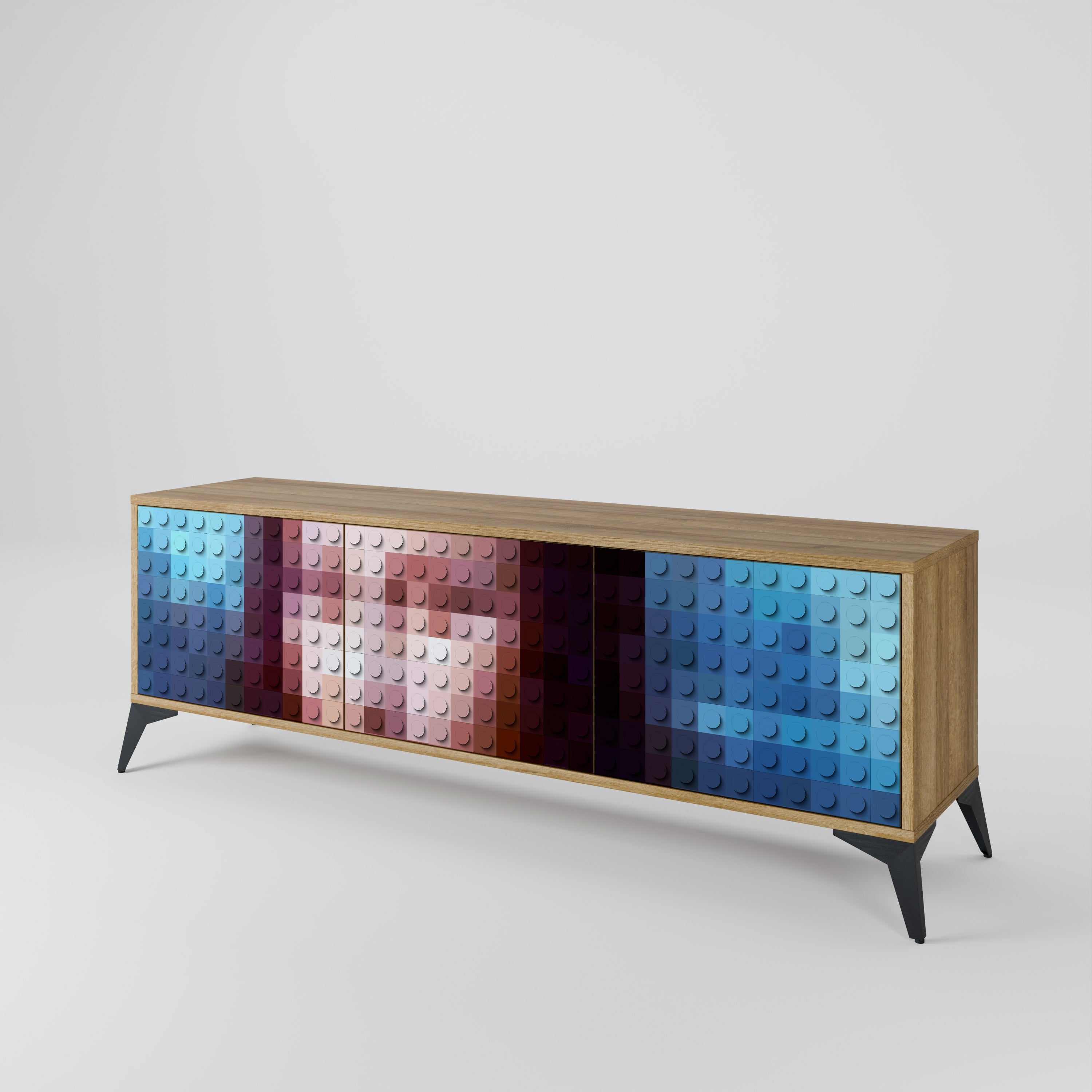 CONSTRUCTIVE ART Móvel de TV com 3 Portas em Efeito Carvalho