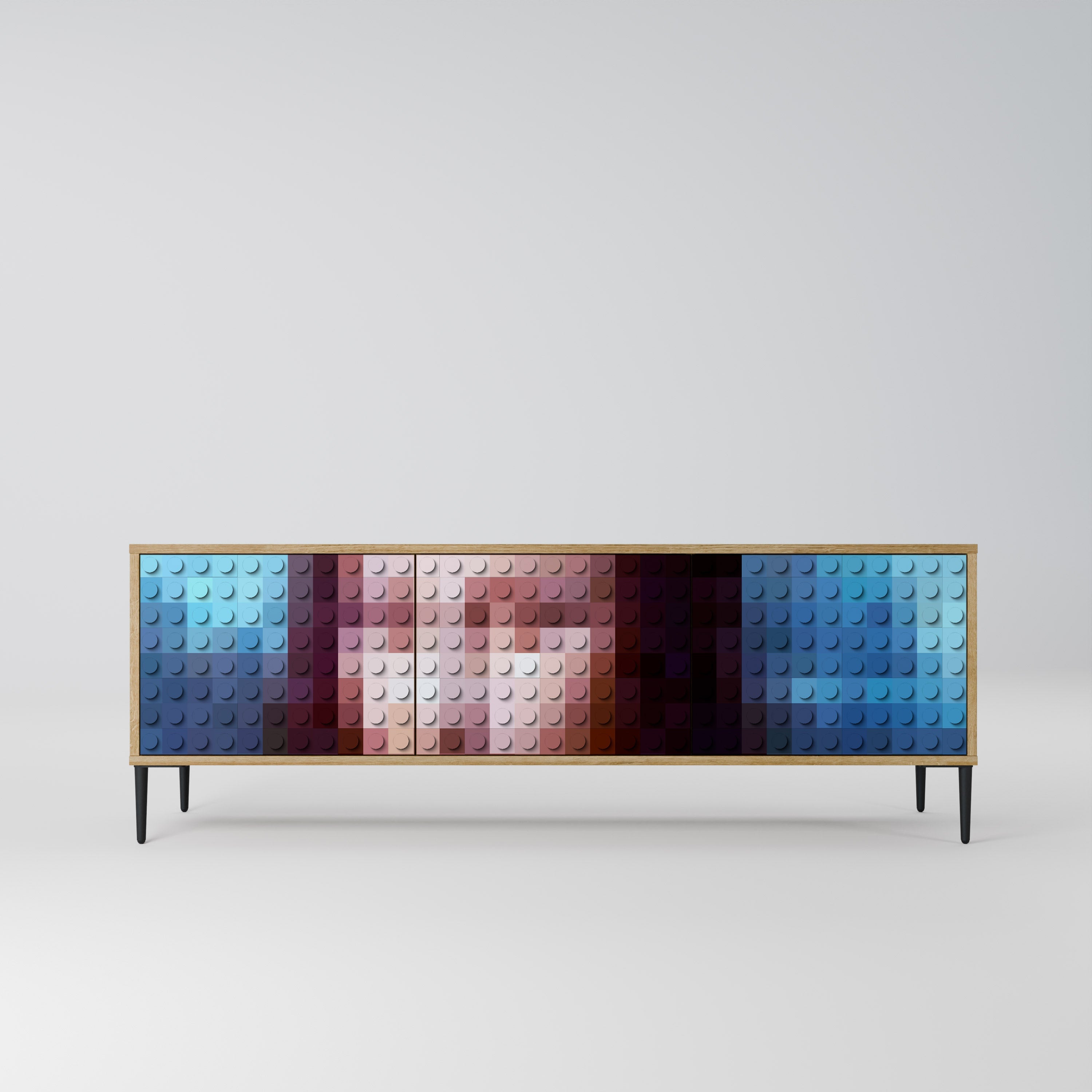 CONSTRUCTIVE ART Móvel de TV com 3 Portas em Efeito Carvalho