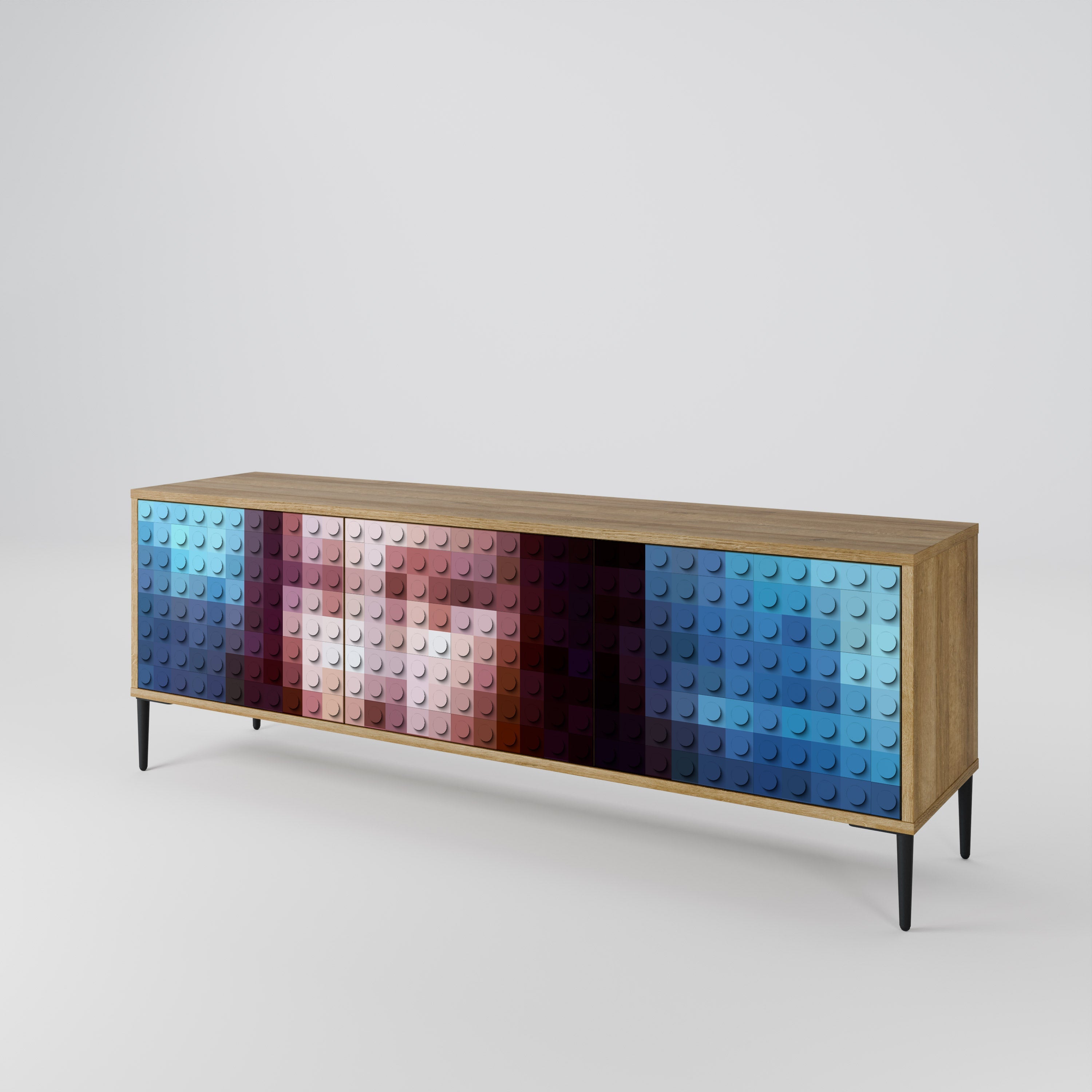 CONSTRUCTIVE ART Móvel de TV com 3 Portas em Efeito Carvalho