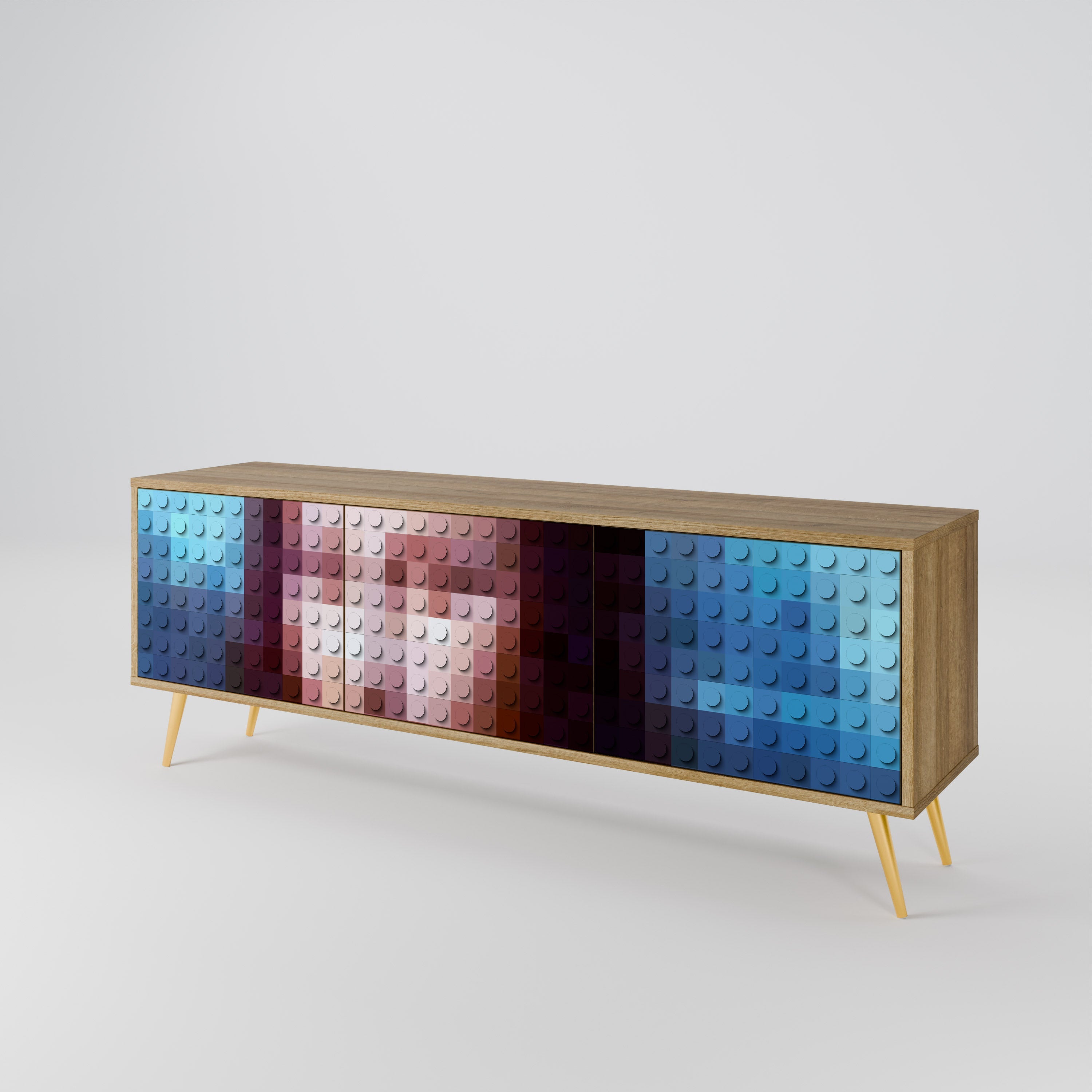 CONSTRUCTIVE ART Móvel de TV com 3 Portas em Efeito Carvalho