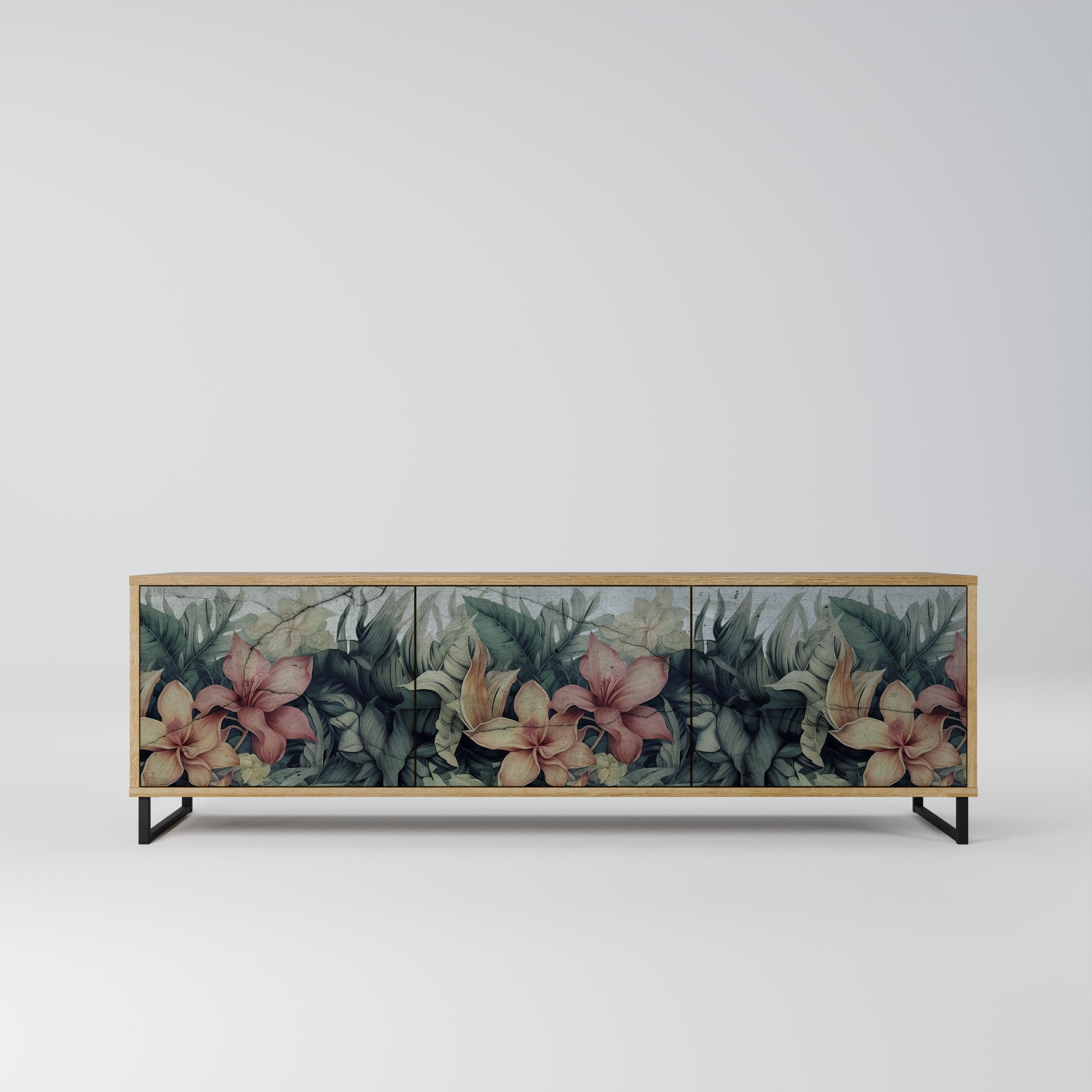 HEAVENLY BLOOM Móvel de TV com 3 Portas em Efeito Carvalho