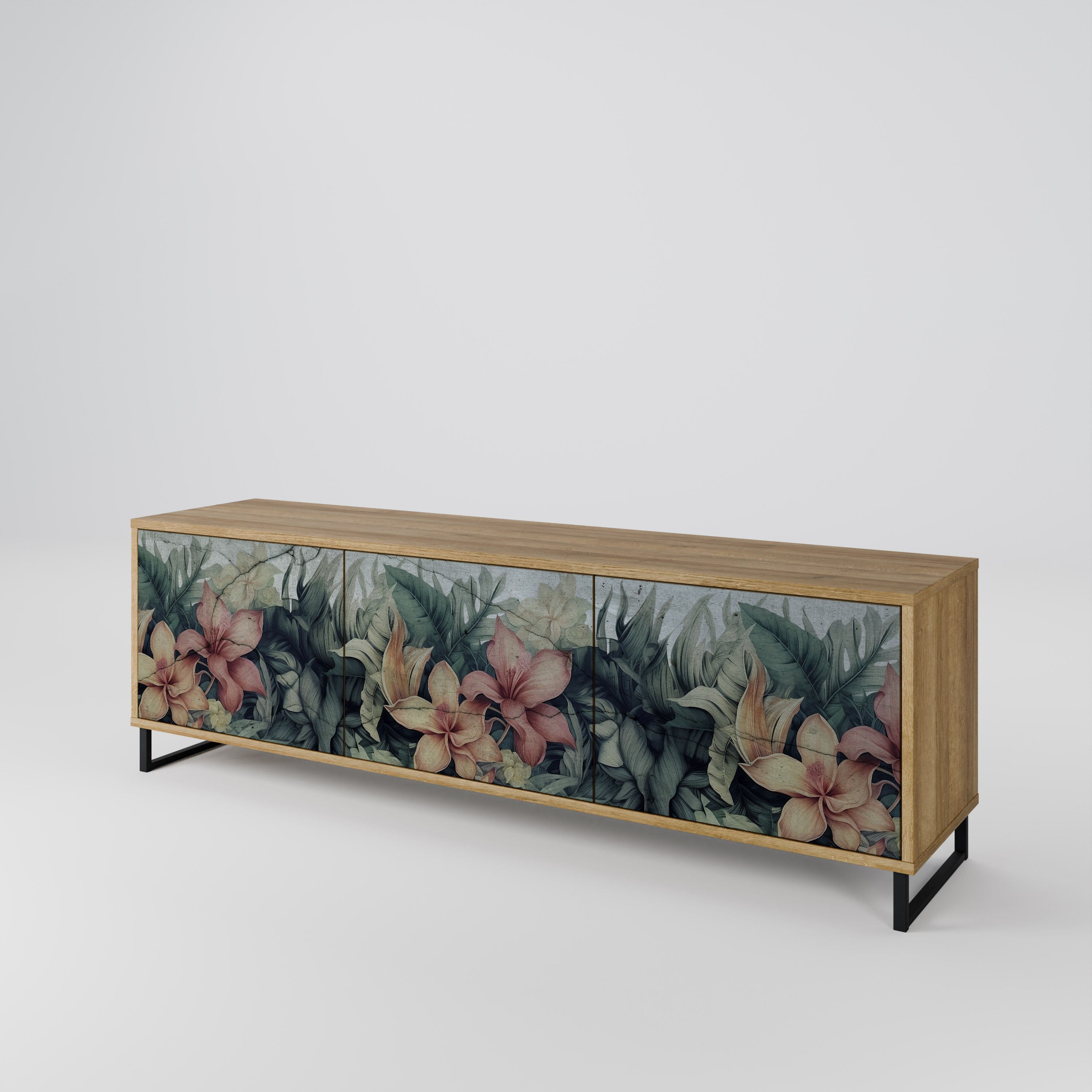 HEAVENLY BLOOM Móvel de TV com 3 Portas em Efeito Carvalho