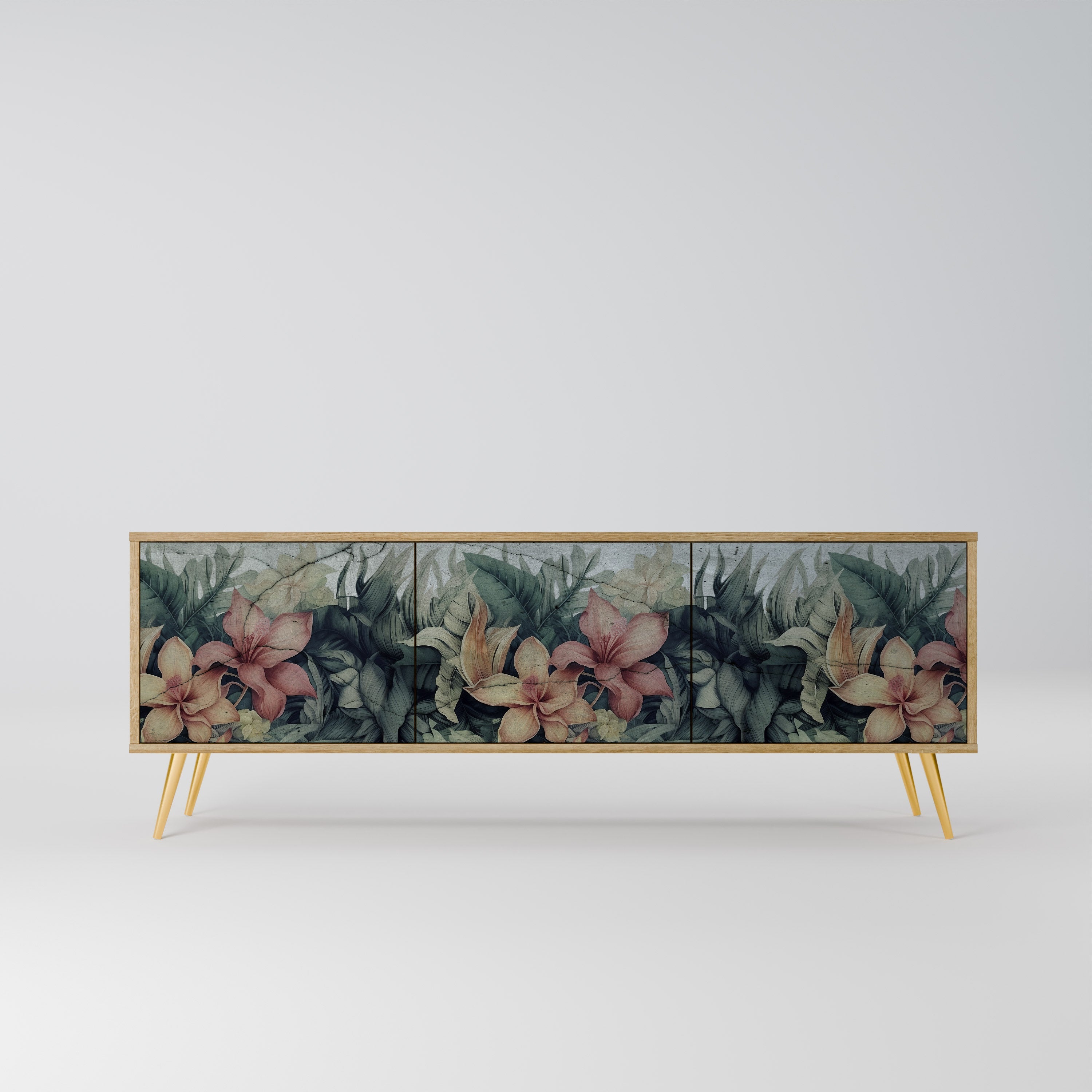 HEAVENLY BLOOM Móvel de TV com 3 Portas em Efeito Carvalho