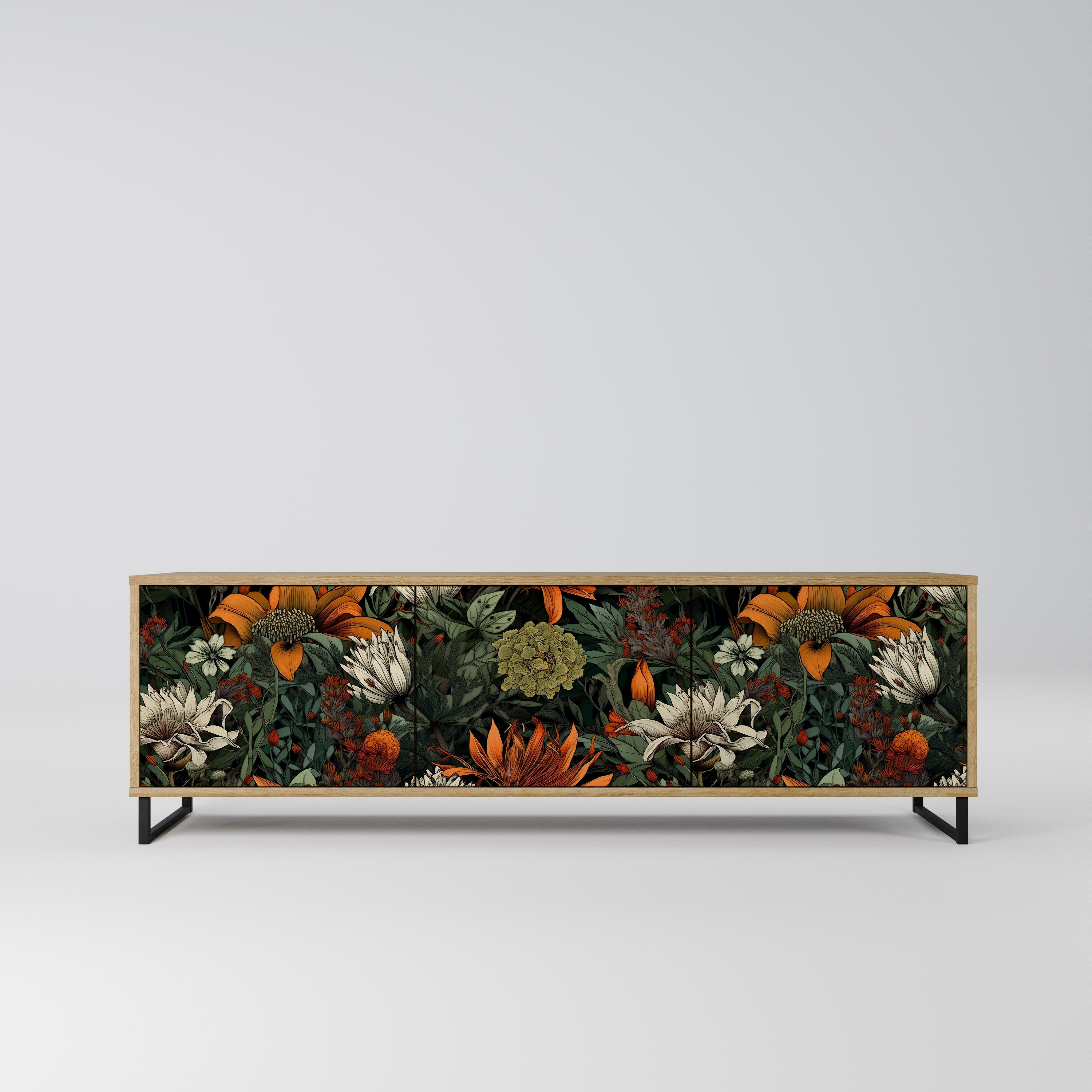 MIDNIGHT SPROUT Móvel de TV com 3 Portas em Efeito Carvalho