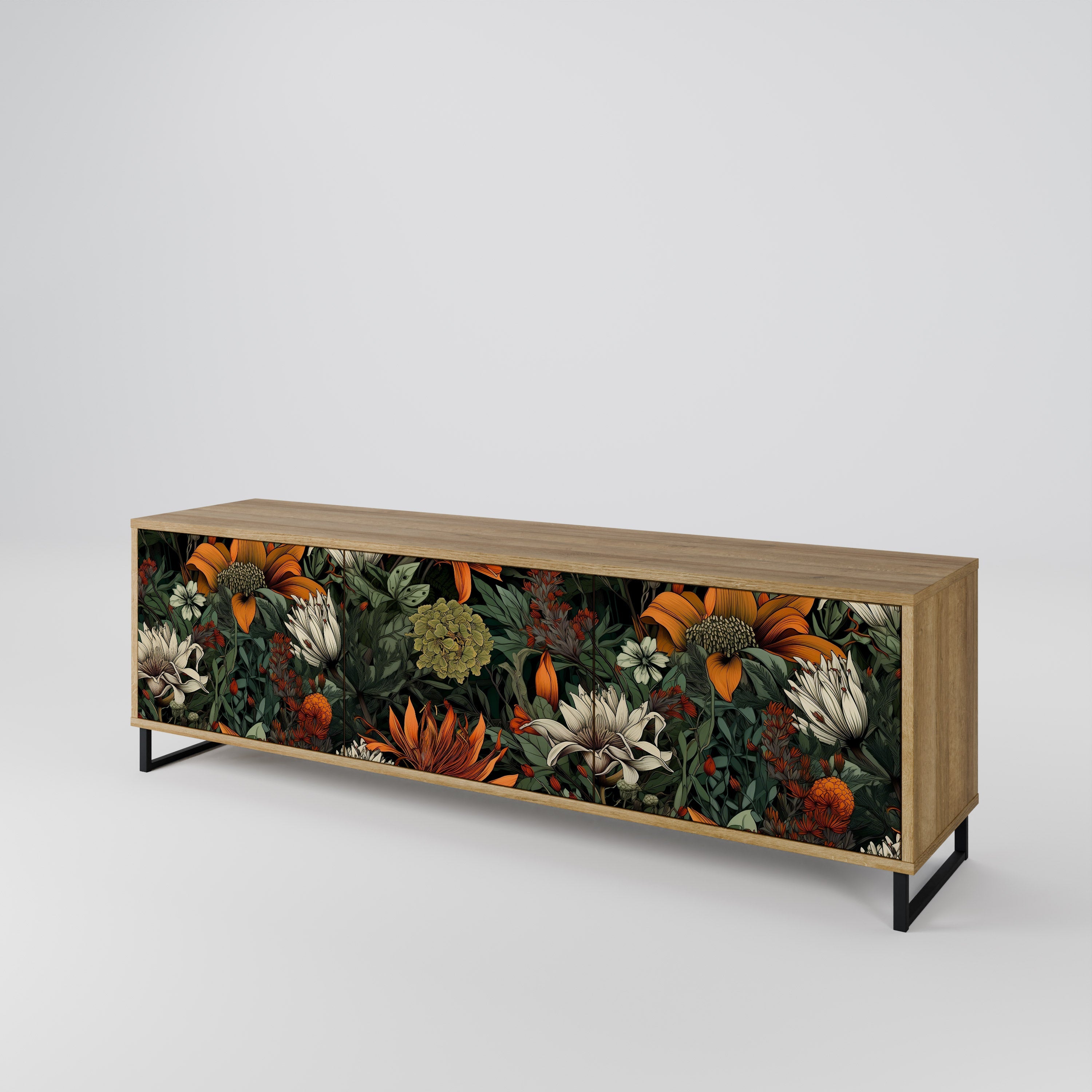 MIDNIGHT SPROUT Móvel de TV com 3 Portas em Efeito Carvalho