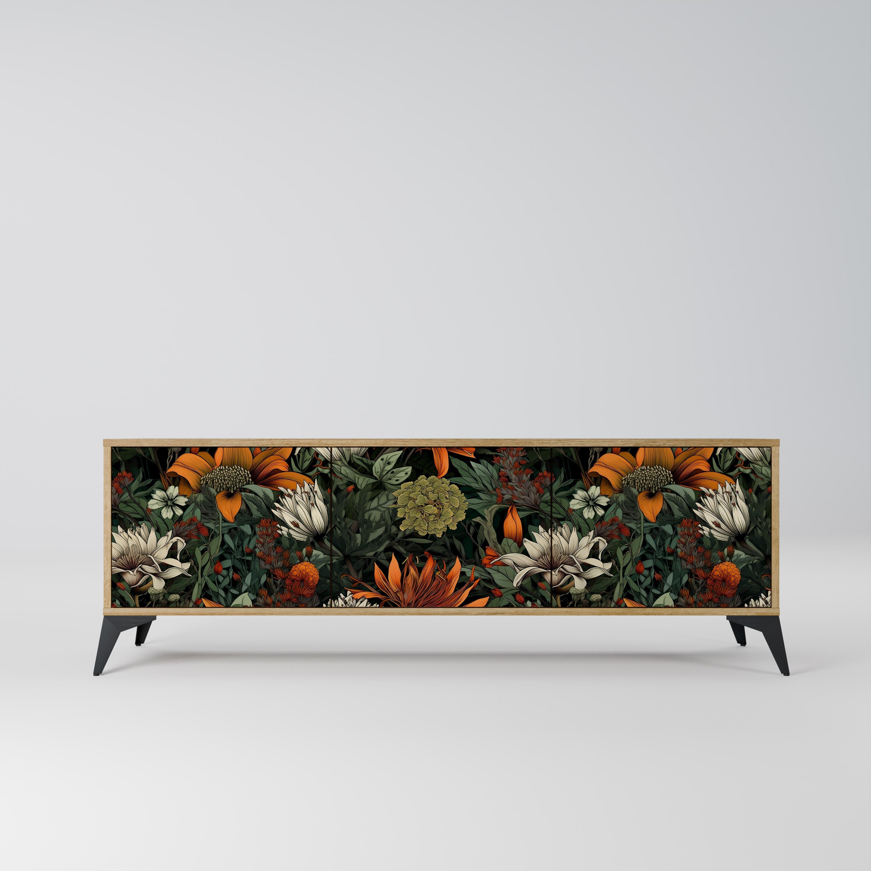 MIDNIGHT SPROUT Móvel de TV com 3 Portas em Efeito Carvalho