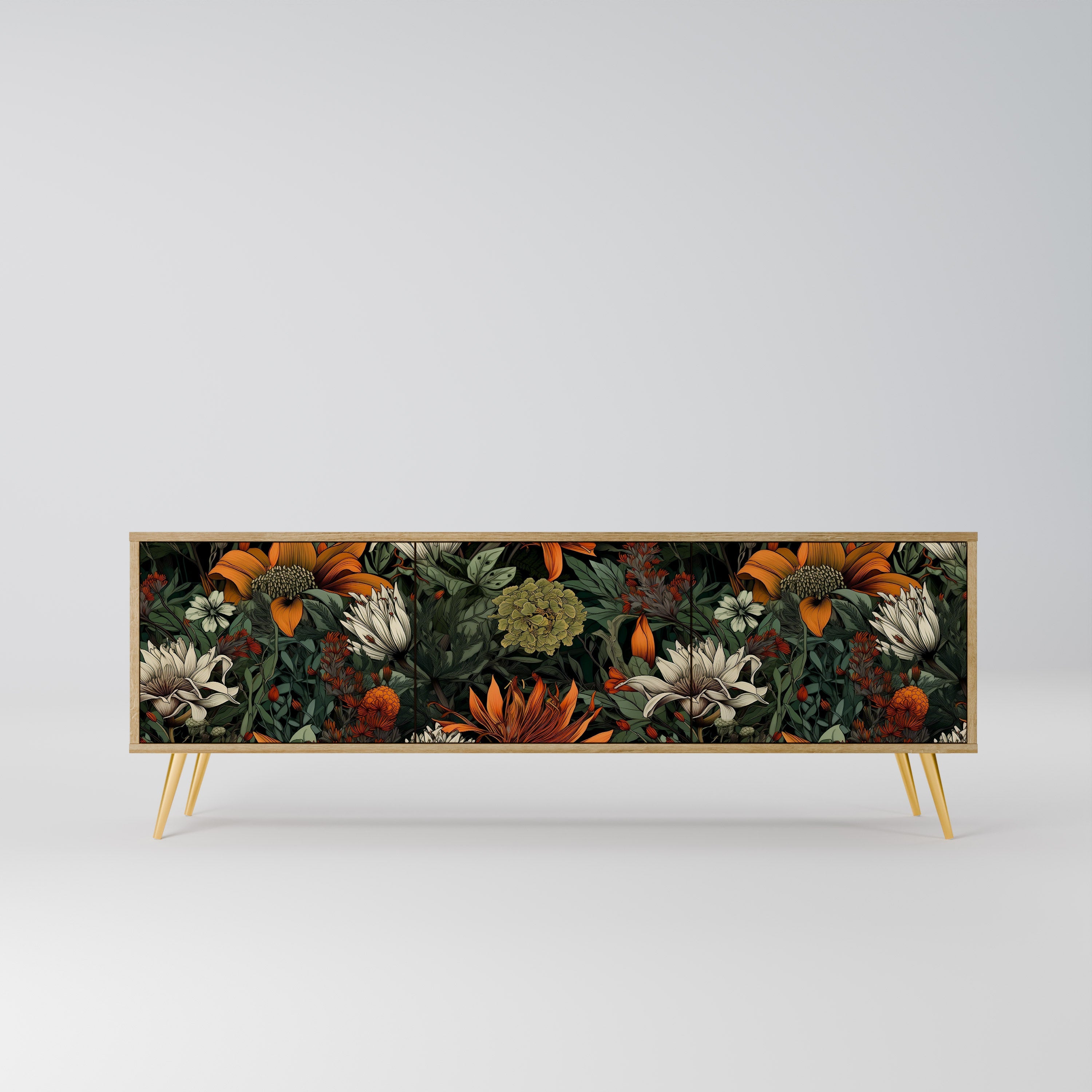 MIDNIGHT SPROUT Móvel de TV com 3 Portas em Efeito Carvalho