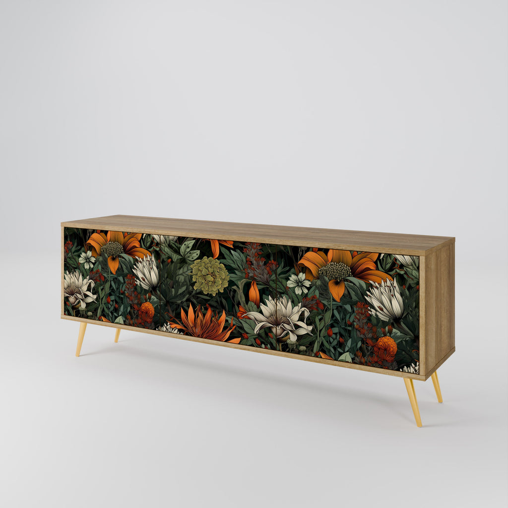 MIDNIGHT SPROUT Móvel de TV com 3 Portas em Efeito Carvalho