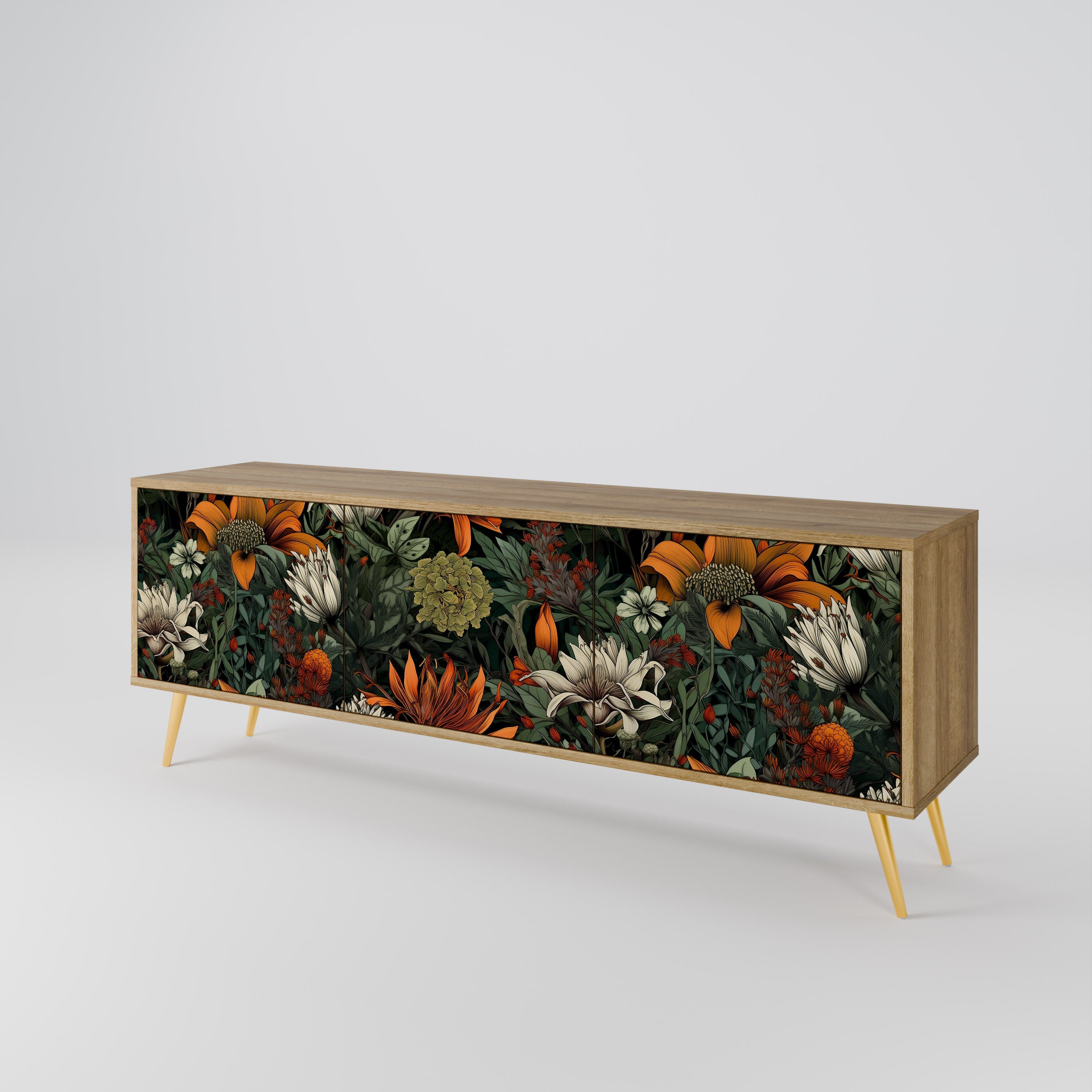 MIDNIGHT SPROUT Móvel de TV com 3 Portas em Efeito Carvalho