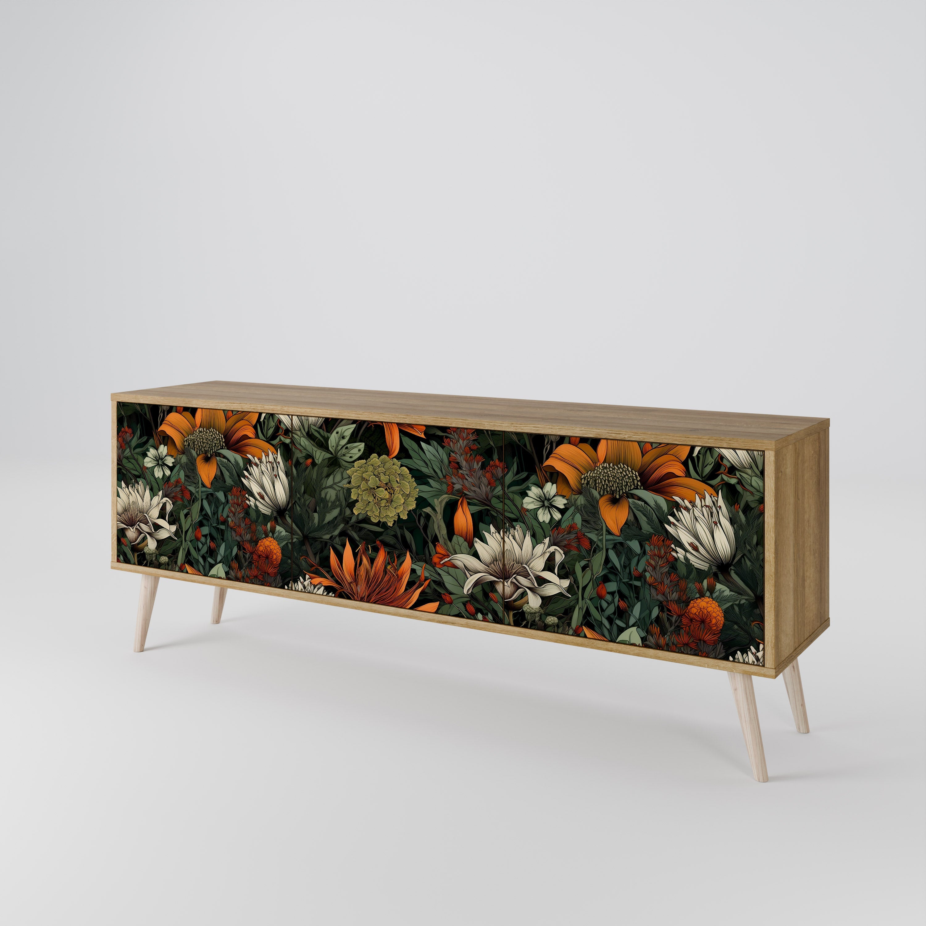 MIDNIGHT SPROUT Móvel de TV com 3 Portas em Efeito Carvalho