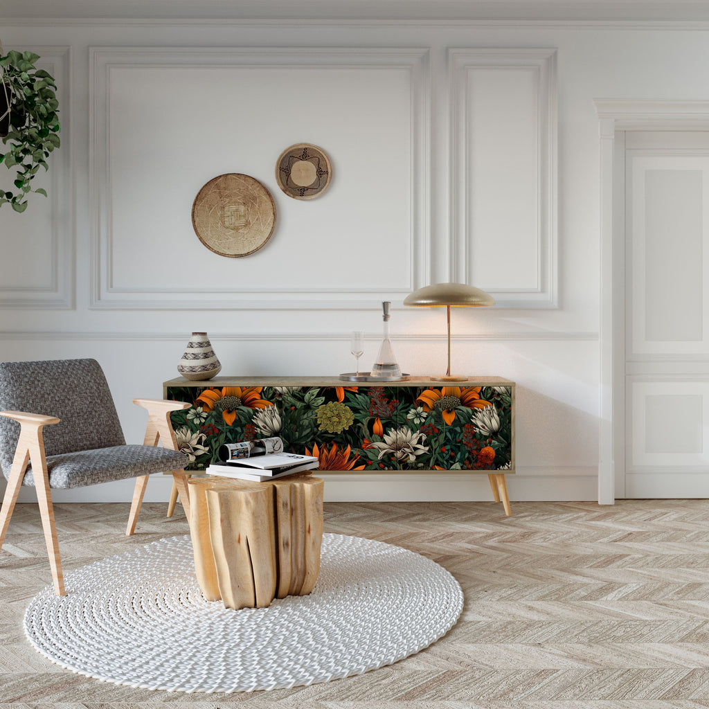 MIDNIGHT SPROUT Móvel de TV com 3 Portas em Efeito Carvalho