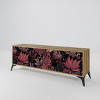 FLORAL WHISPER 3-Door TV Stand in Oak Effect