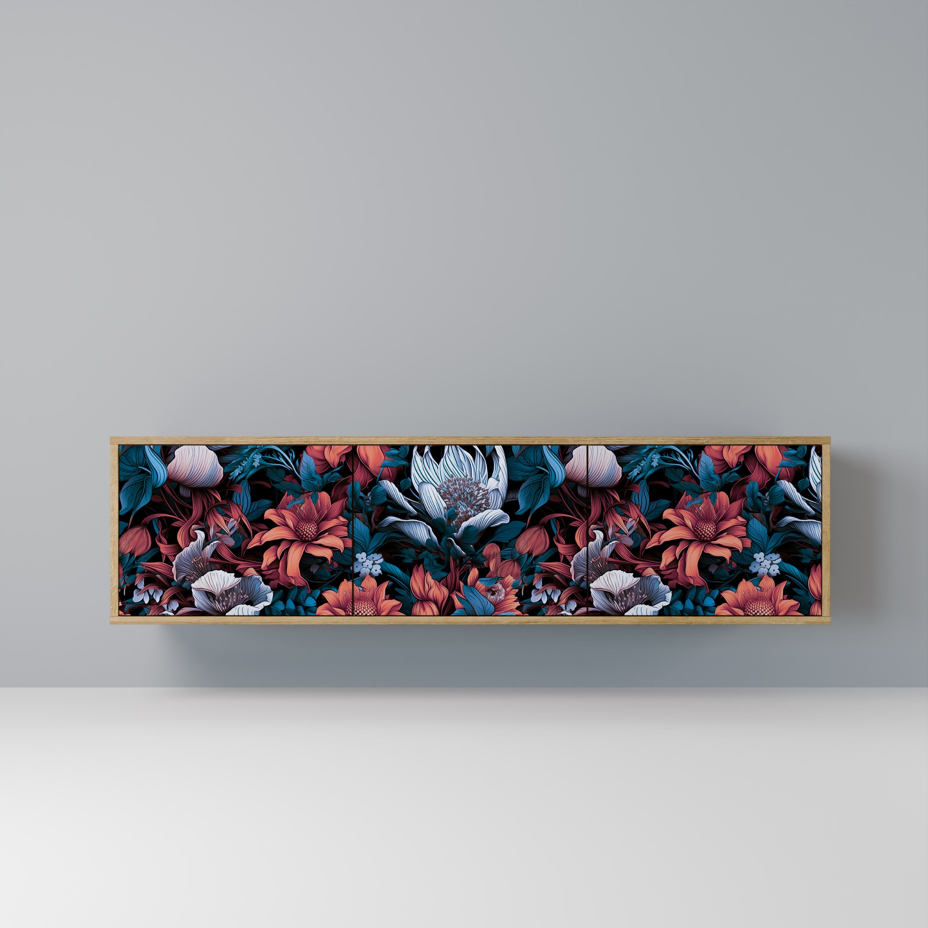 ETHEREAL BLOSSOMS Móvel de TV com 3 Portas em Efeito Carvalho