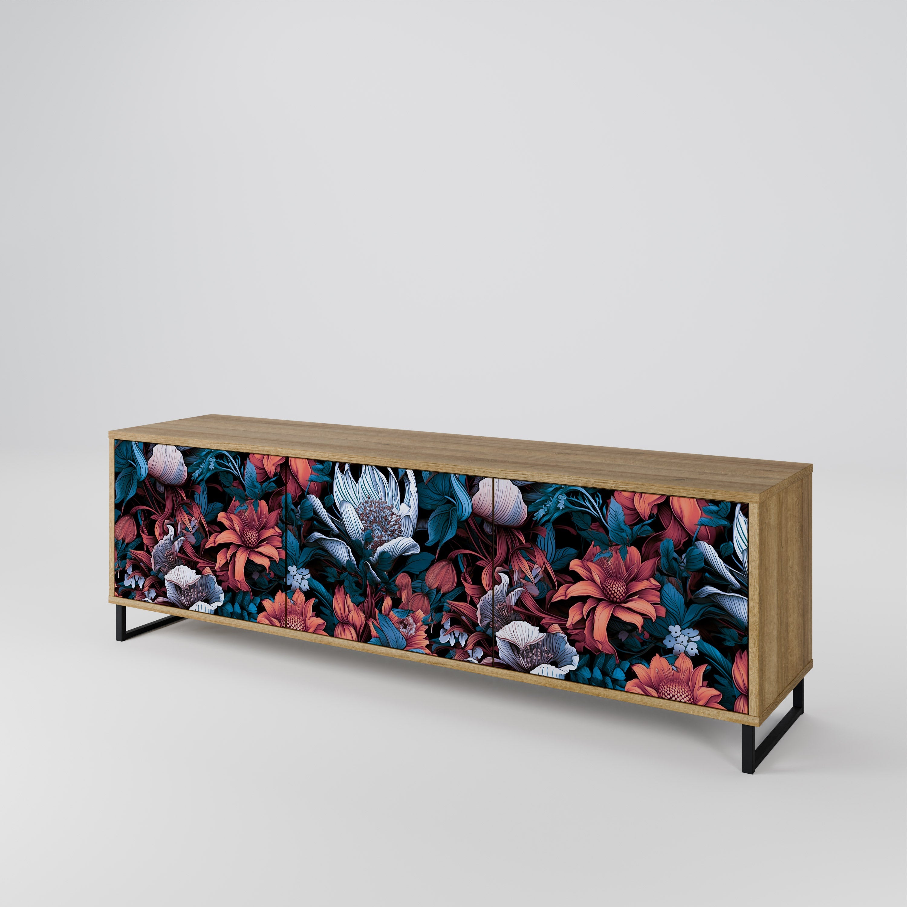 ETHEREAL BLOSSOMS Móvel de TV com 3 Portas em Efeito Carvalho