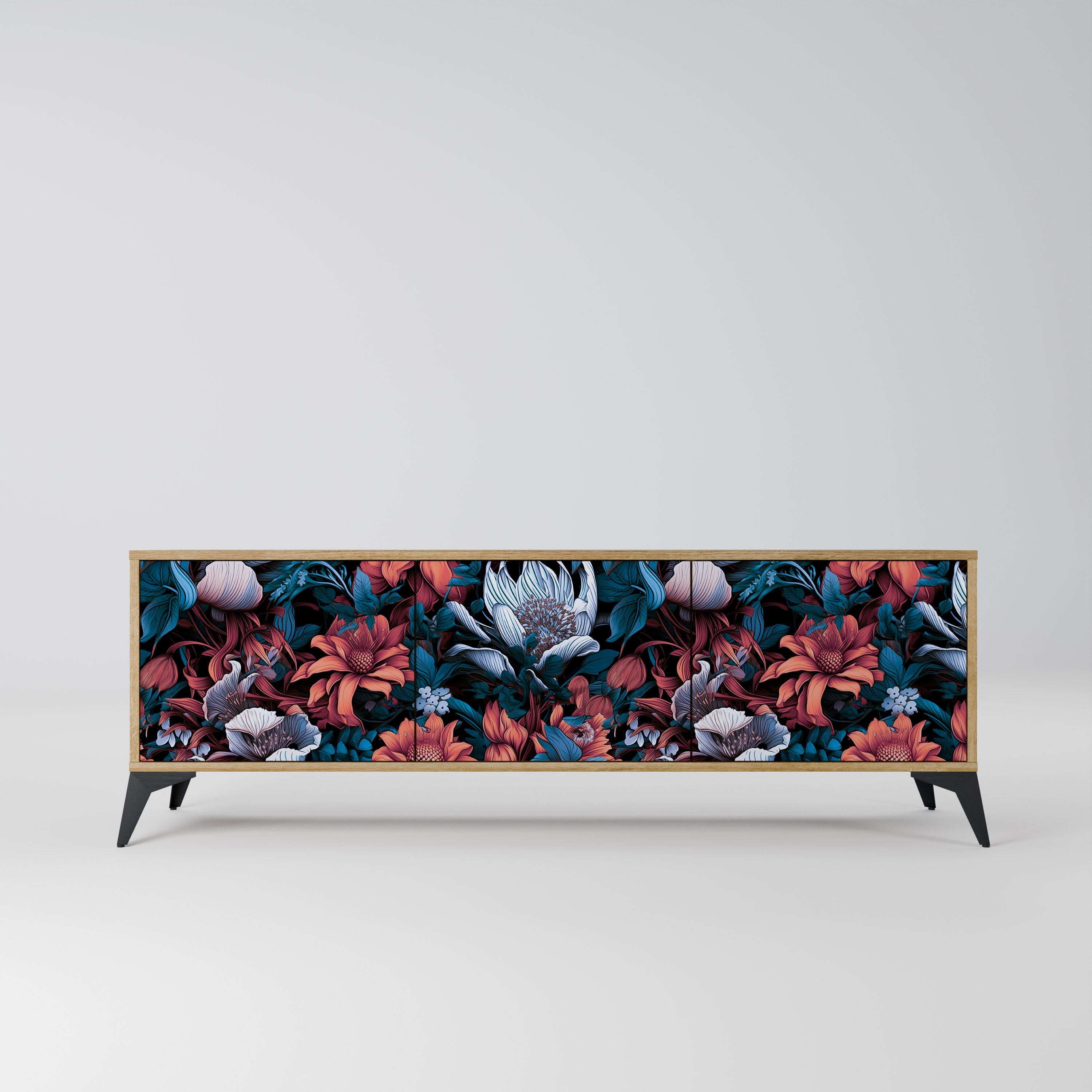 ETHEREAL BLOSSOMS Móvel de TV com 3 Portas em Efeito Carvalho