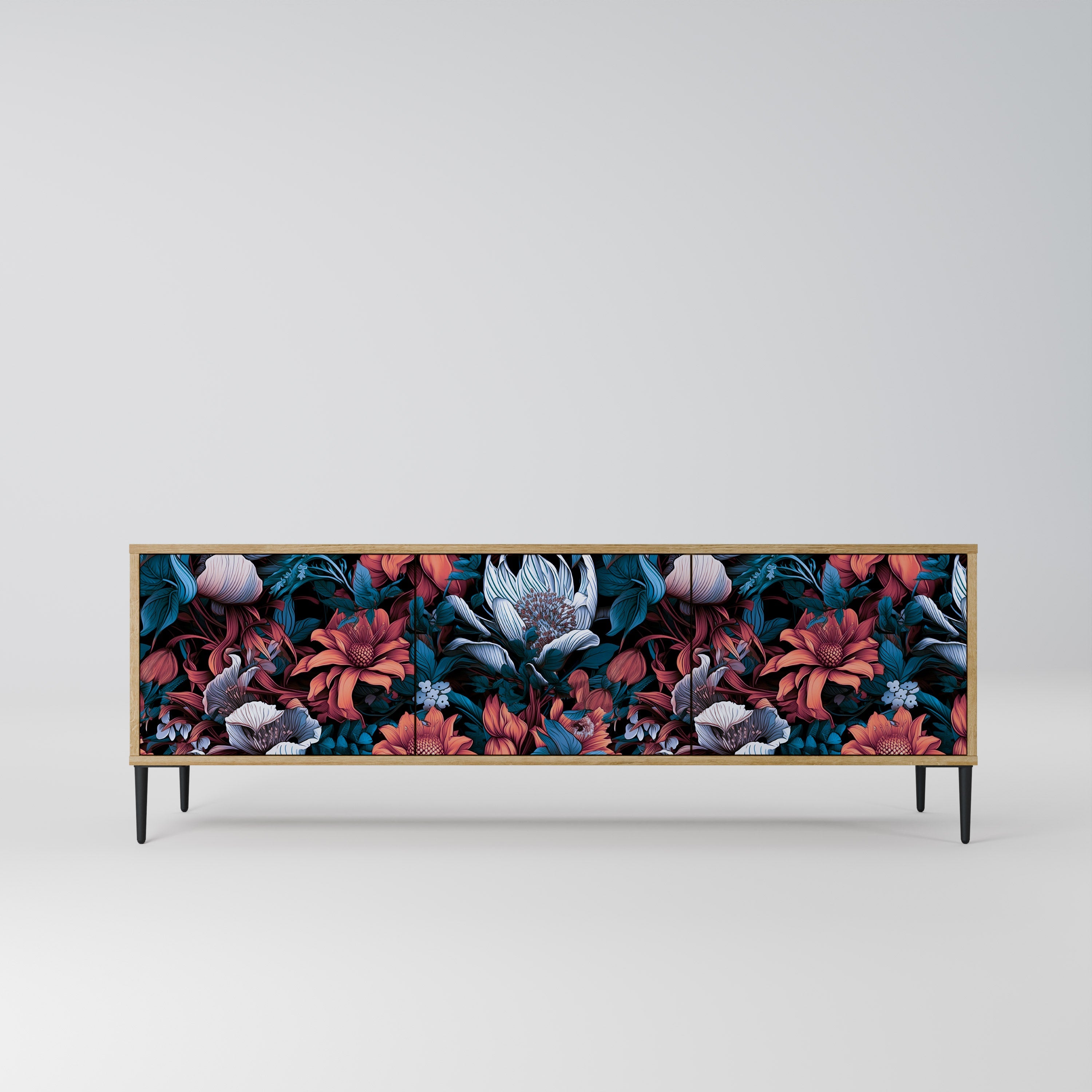 ETHEREAL BLOSSOMS Móvel de TV com 3 Portas em Efeito Carvalho