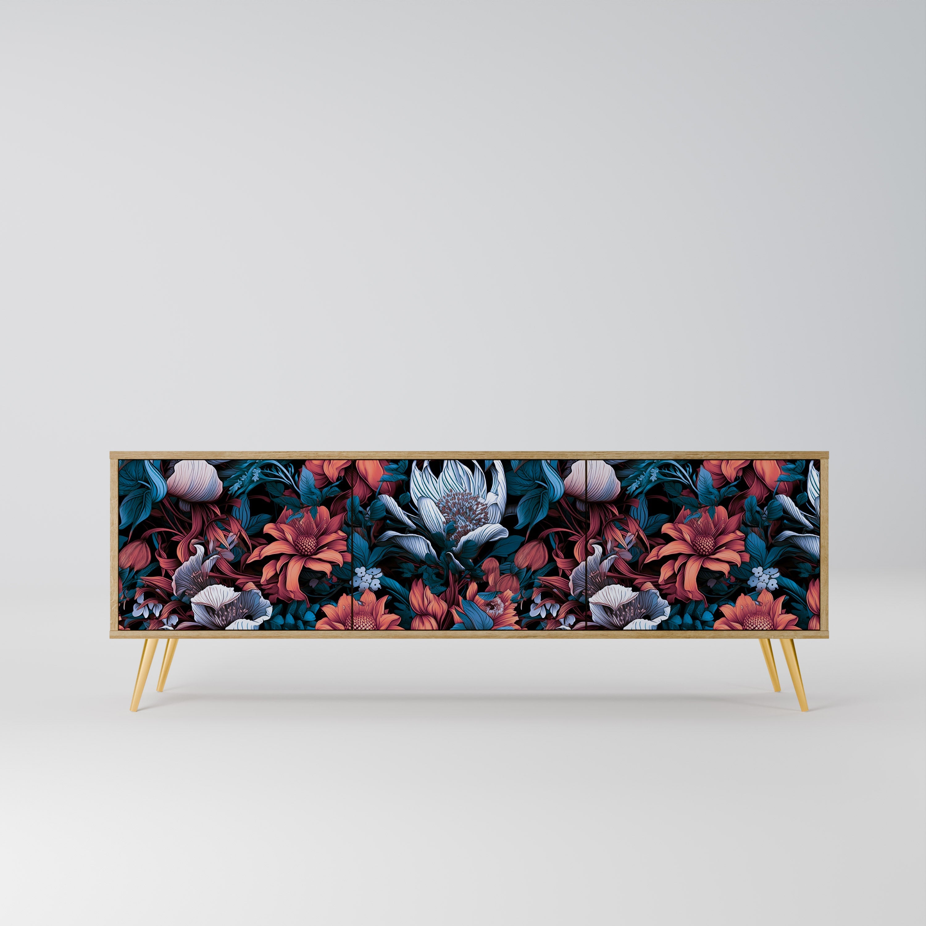 ETHEREAL BLOSSOMS Móvel de TV com 3 Portas em Efeito Carvalho