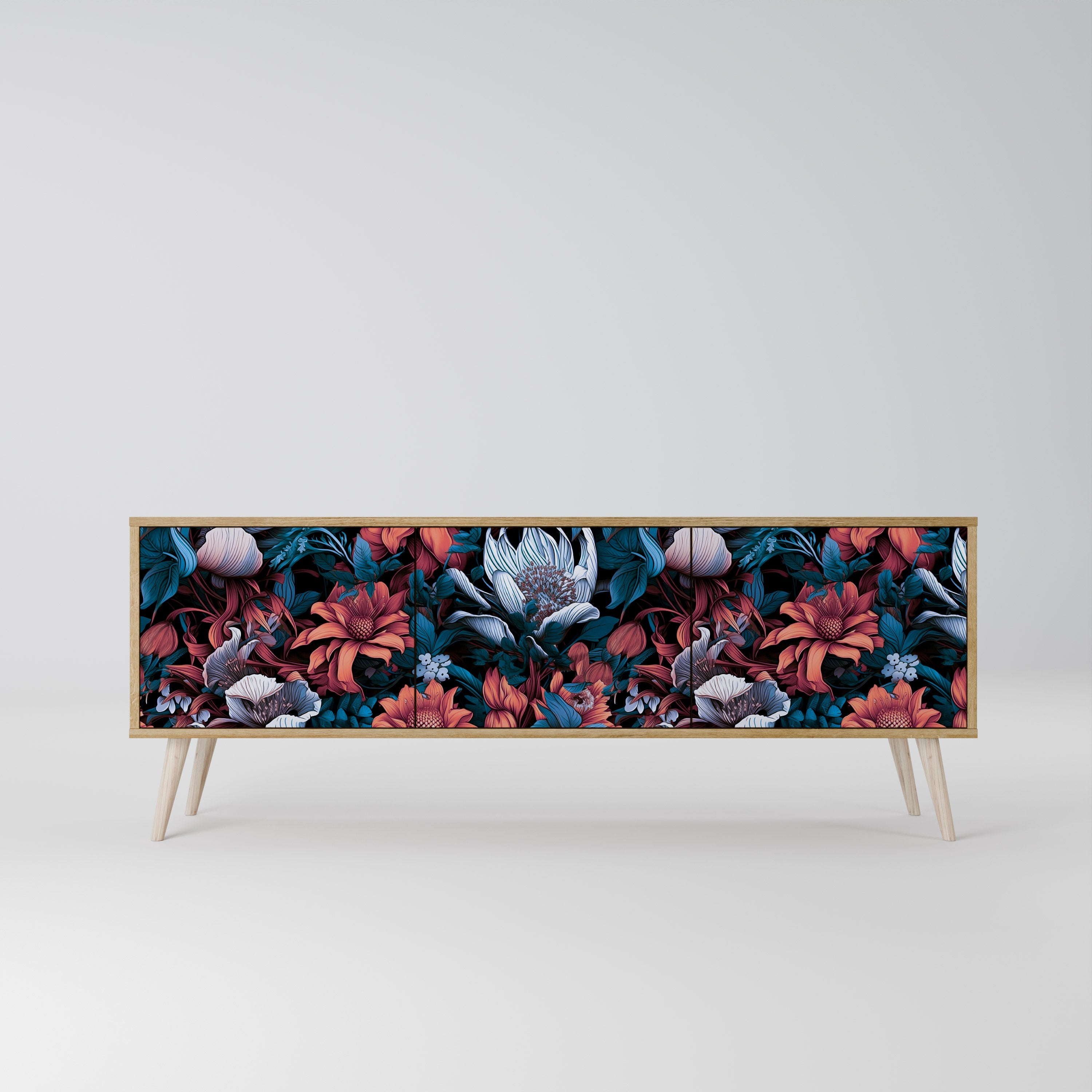 ETHEREAL BLOSSOMS Móvel de TV com 3 Portas em Efeito Carvalho