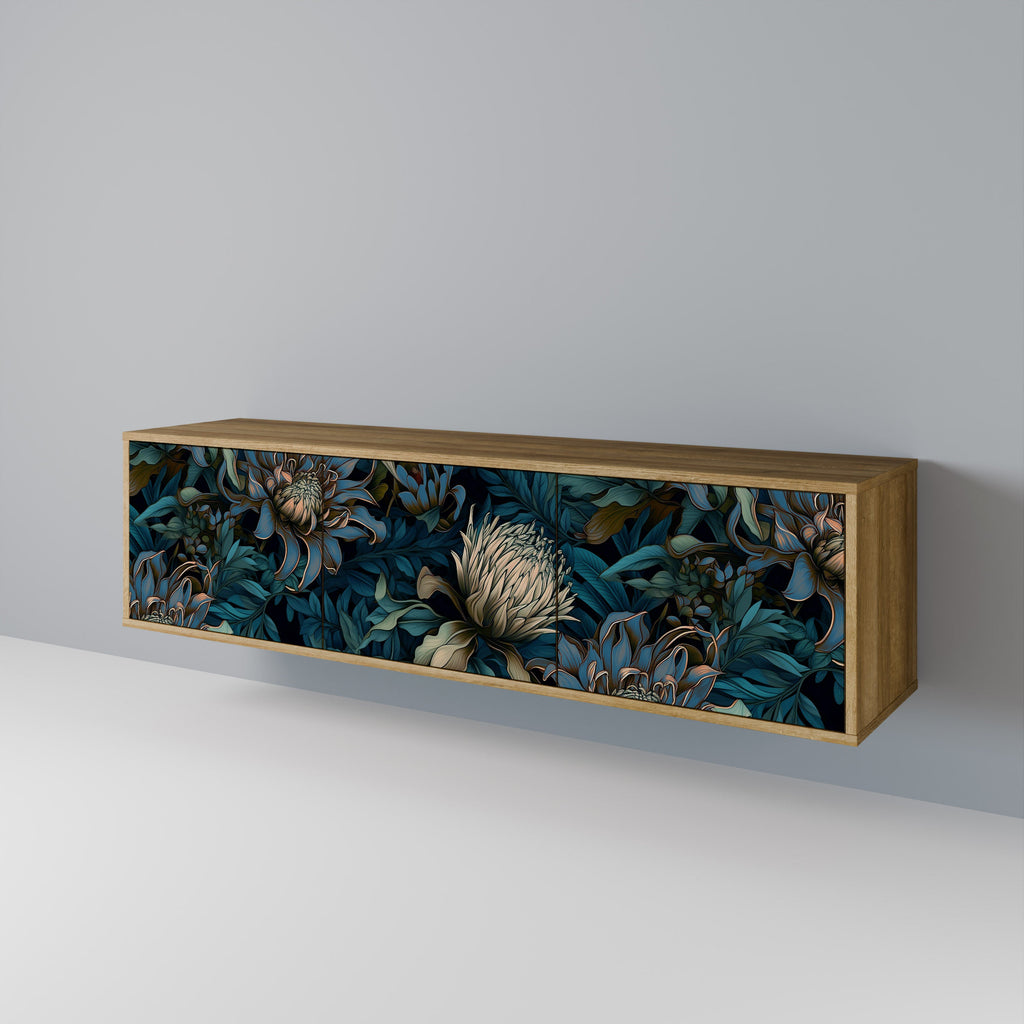 TWILIGHT BLOOM 3-Door TV Stand in Oak Effect