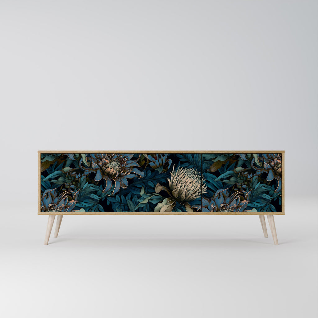 TWILIGHT BLOOM 3-Door TV Stand in Oak Effect