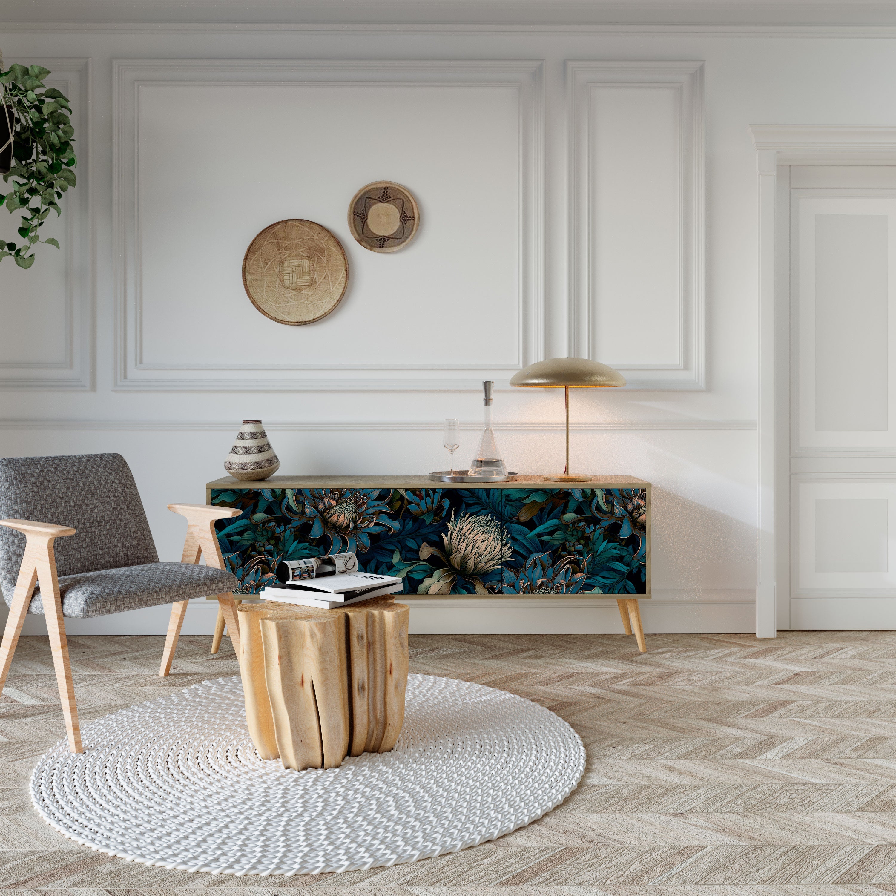 TWILIGHT BLOOM Móvel de TV com 3 Portas em Efeito Carvalho