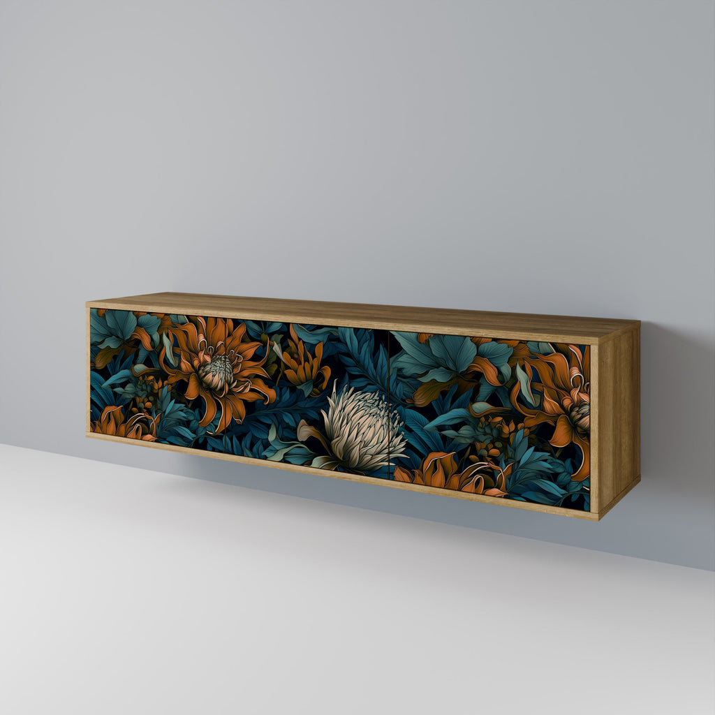 MORNING BLOOM 3-Door TV Stand in Oak Effect