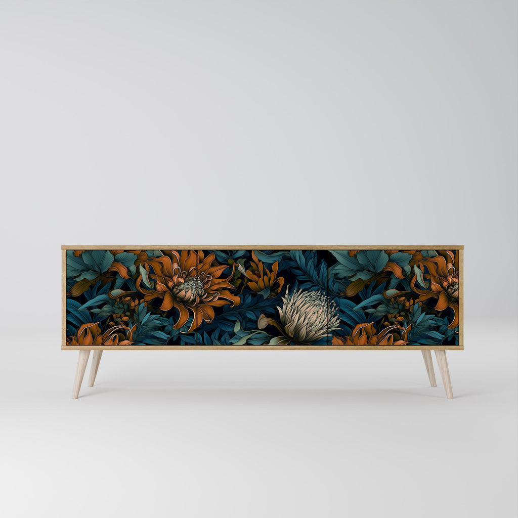 MORNING BLOOM 3-Door TV Stand in Oak Effect