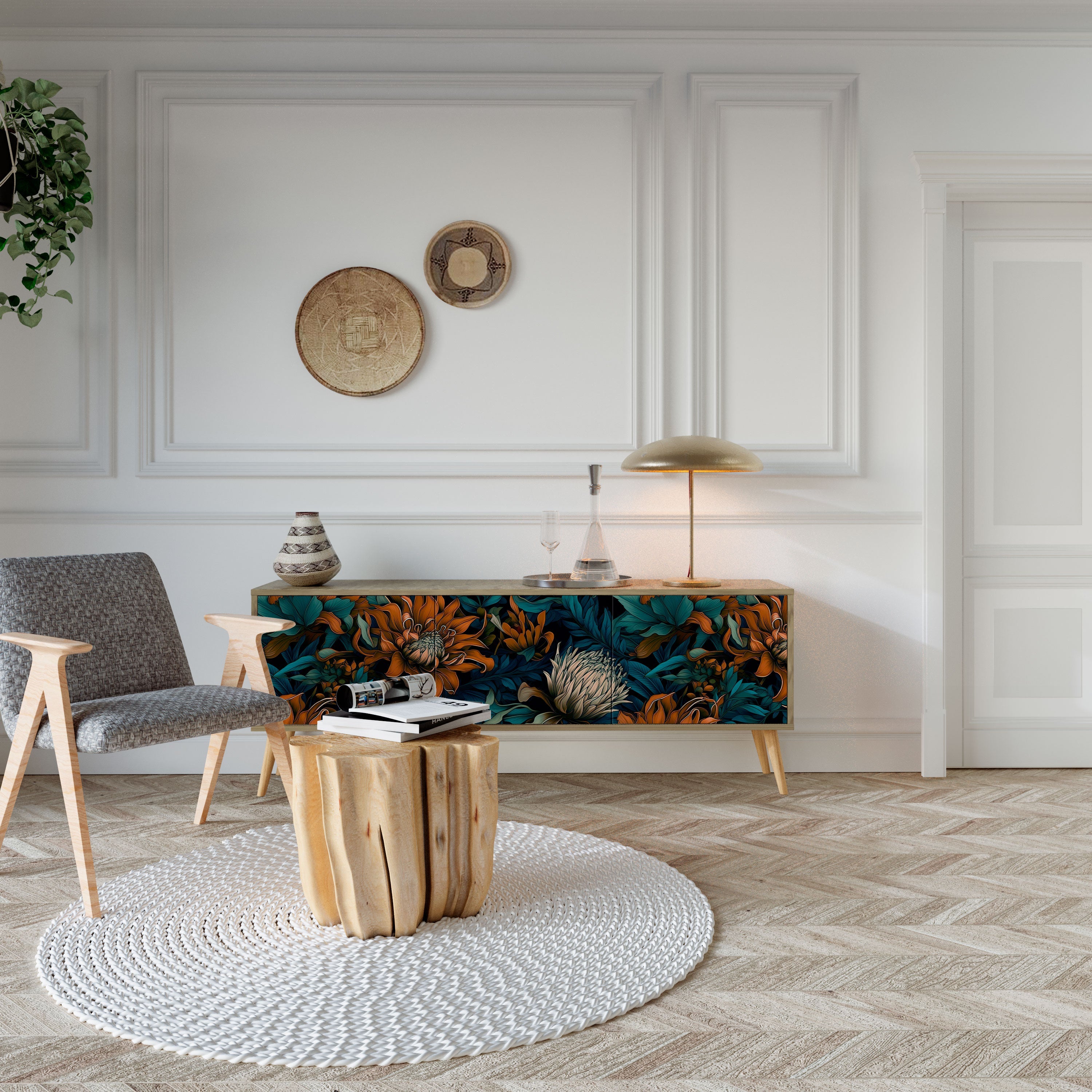 MORNING BLOOM Móvel de TV com 3 Portas em Efeito Carvalho