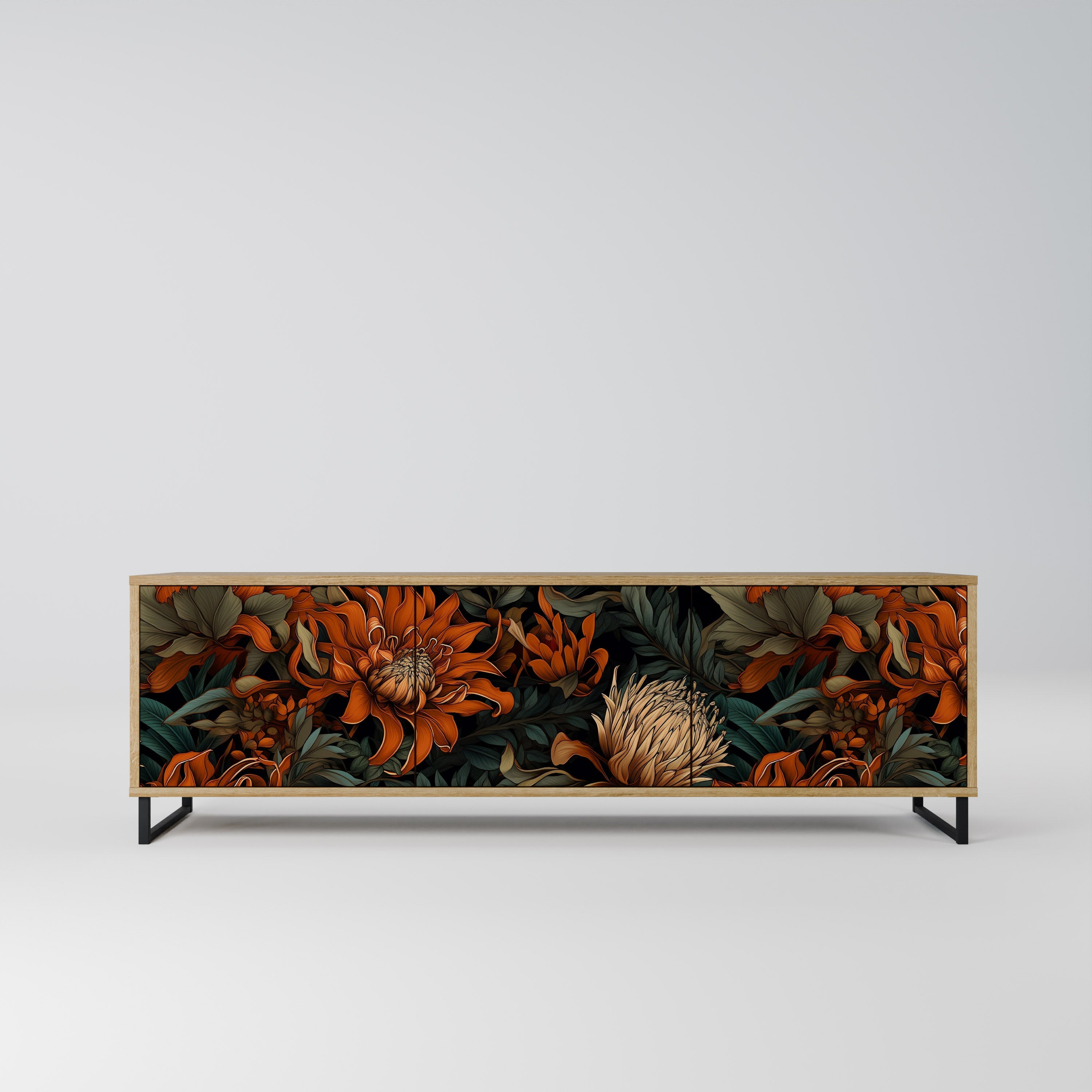 DAWN BLOOM Móvel de TV com 3 Portas em Efeito Carvalho