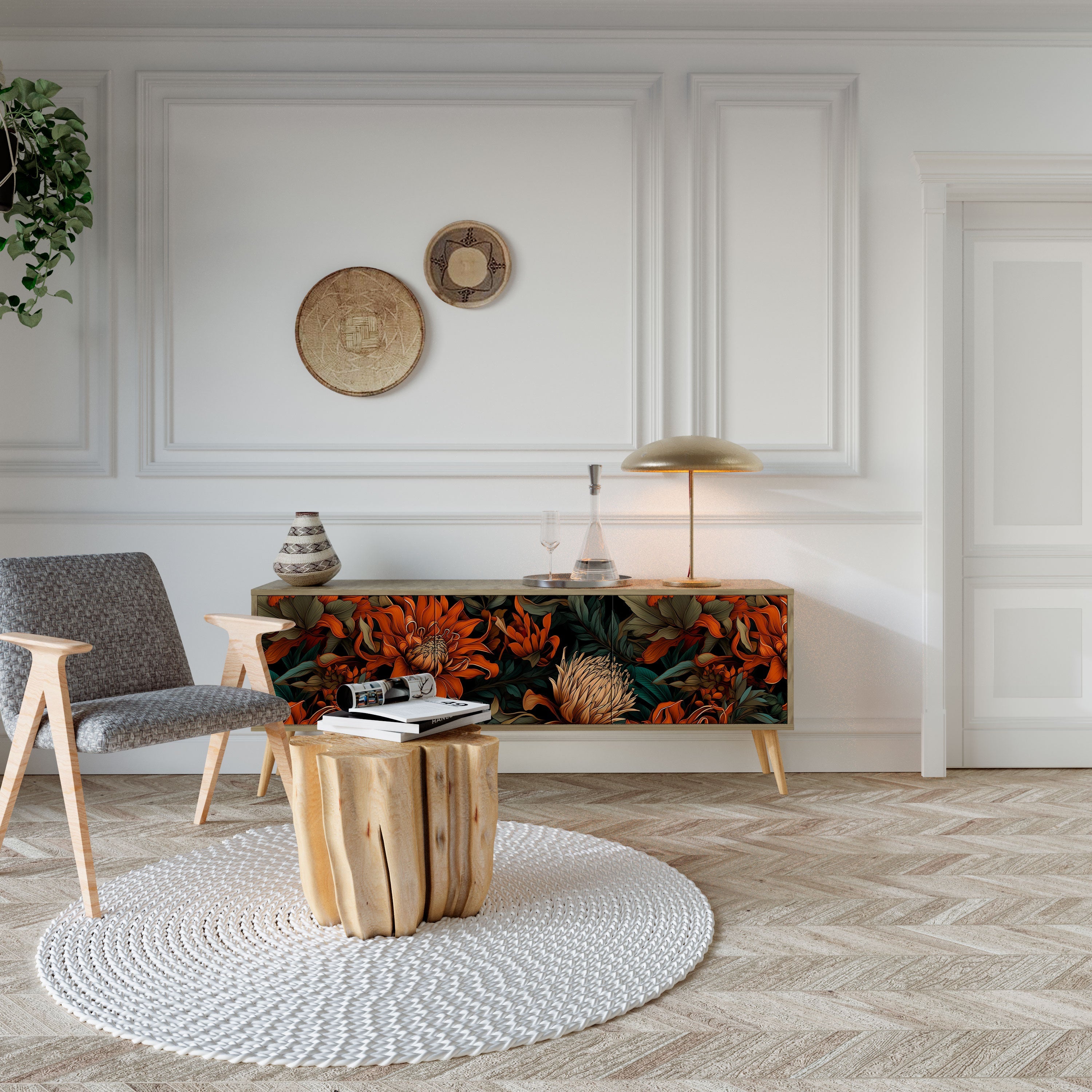 DAWN BLOOM Móvel de TV com 3 Portas em Efeito Carvalho