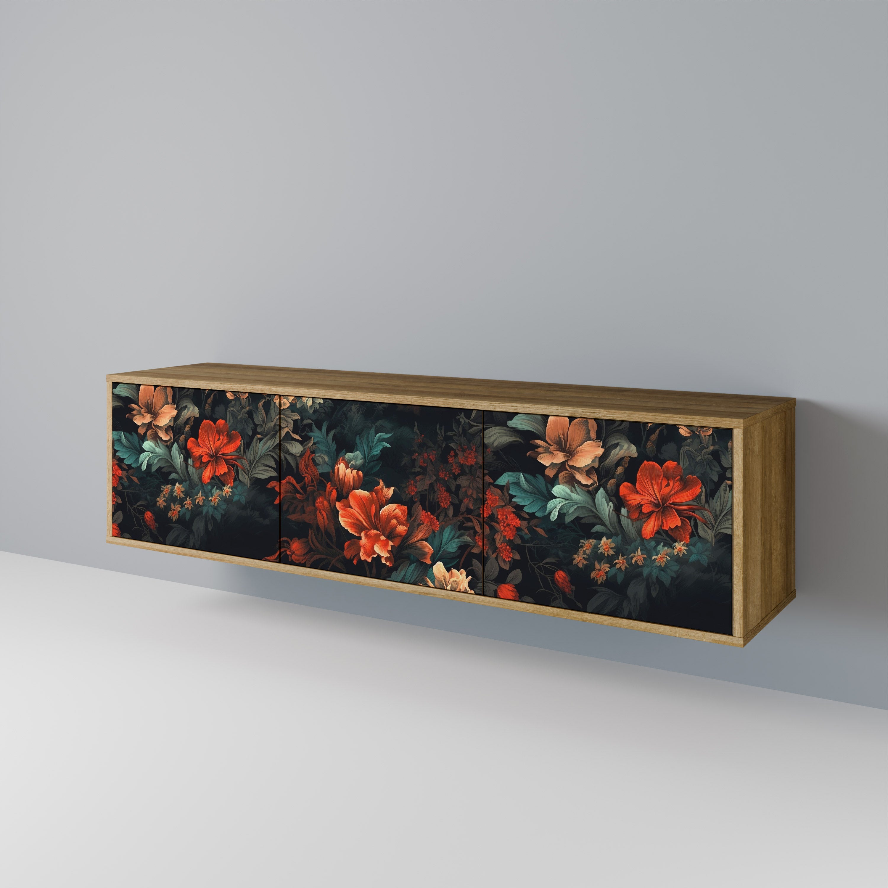 IMAGINARY BLOSSOM Móvel de TV com 3 Portas em Efeito Carvalho