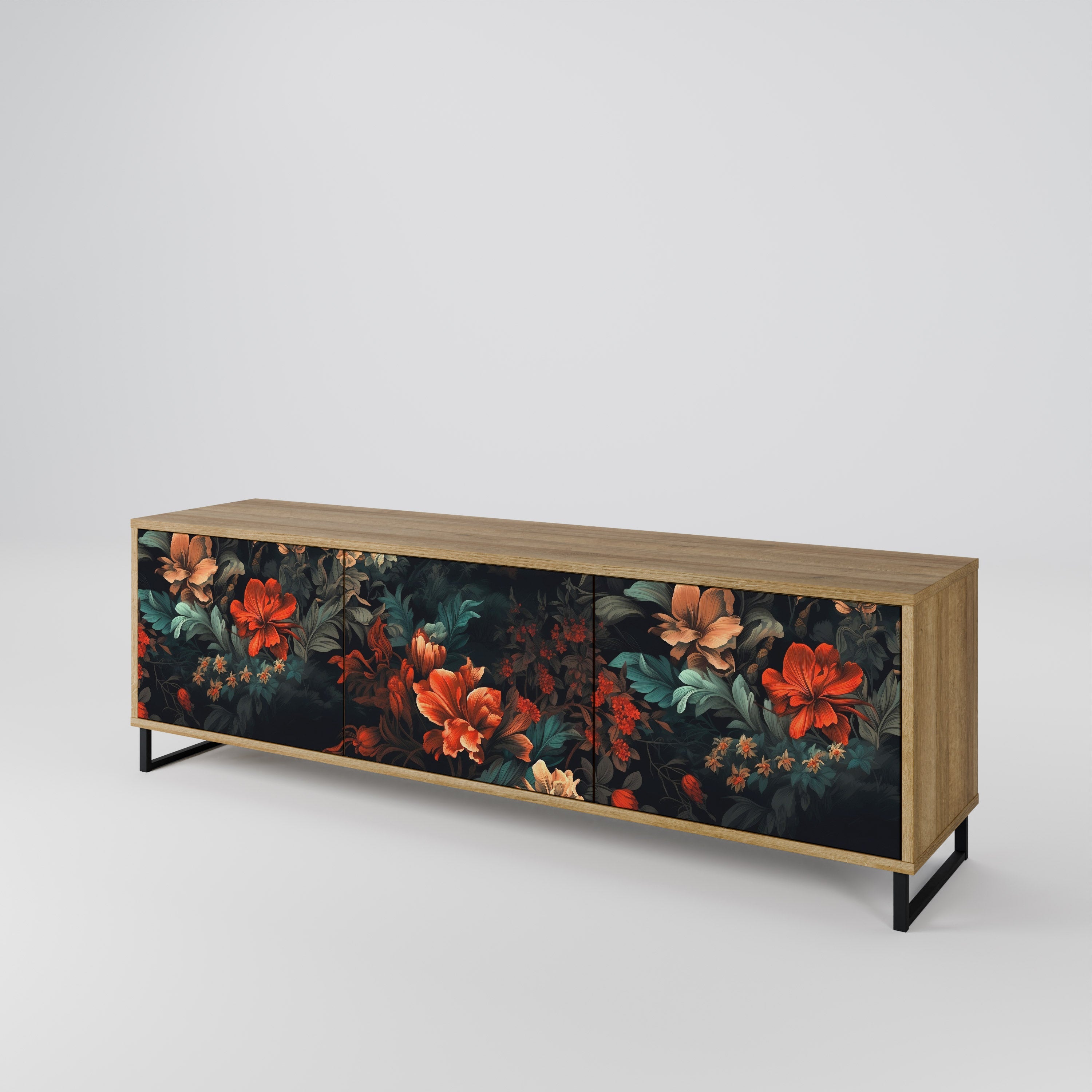 IMAGINARY BLOSSOM Móvel de TV com 3 Portas em Efeito Carvalho