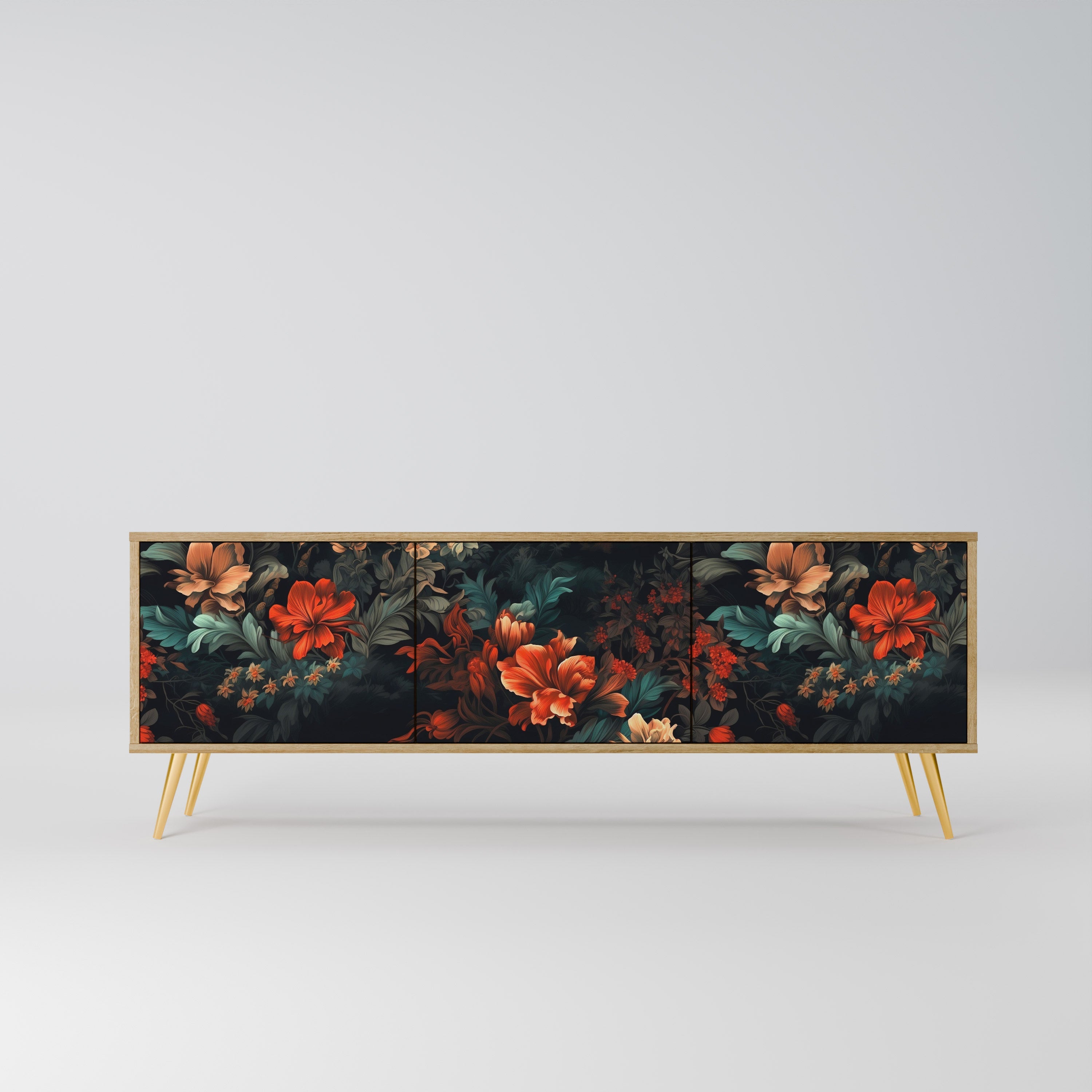 IMAGINARY BLOSSOM Móvel de TV com 3 Portas em Efeito Carvalho