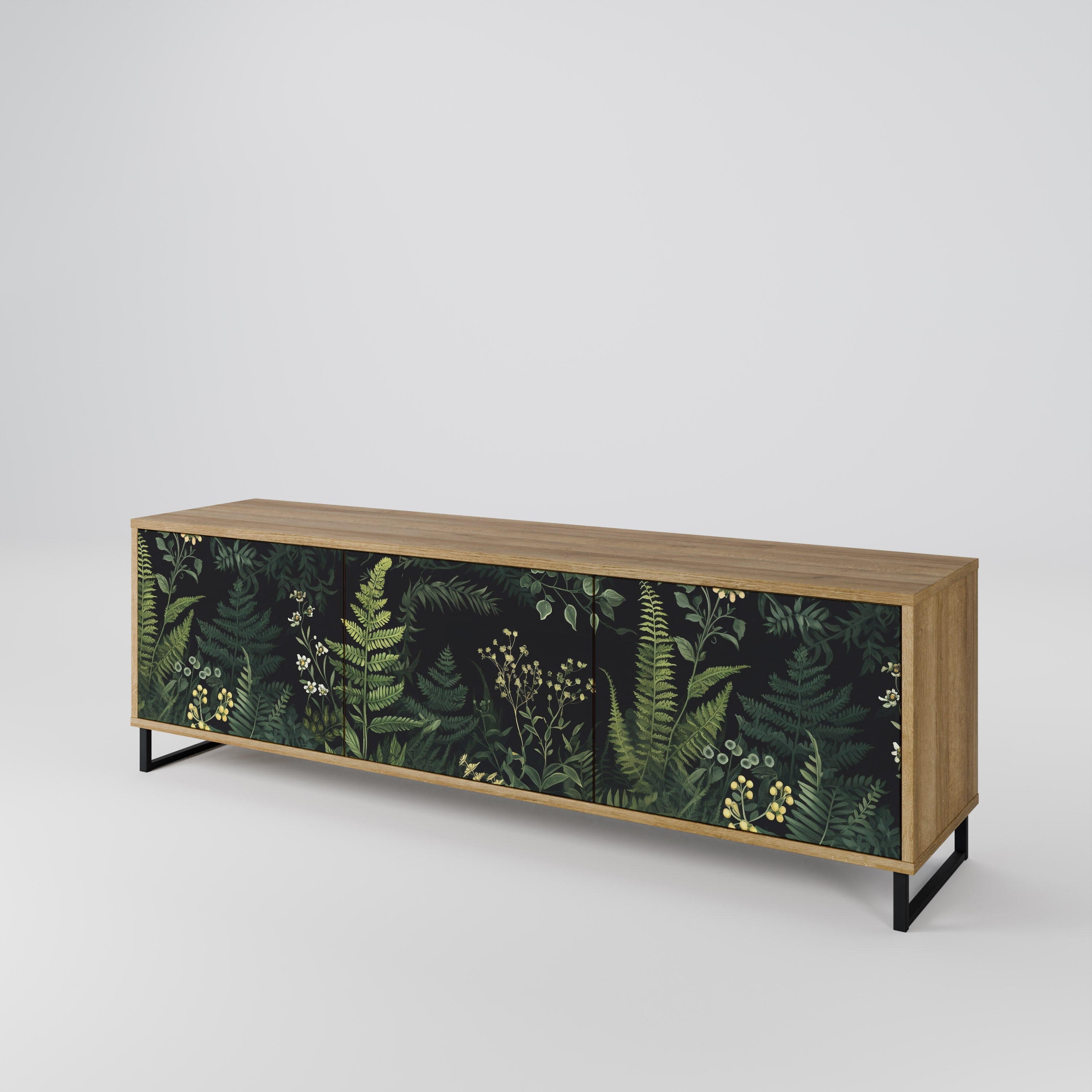FERN FLOWERS 3-Door TV Stand in Oak Effect