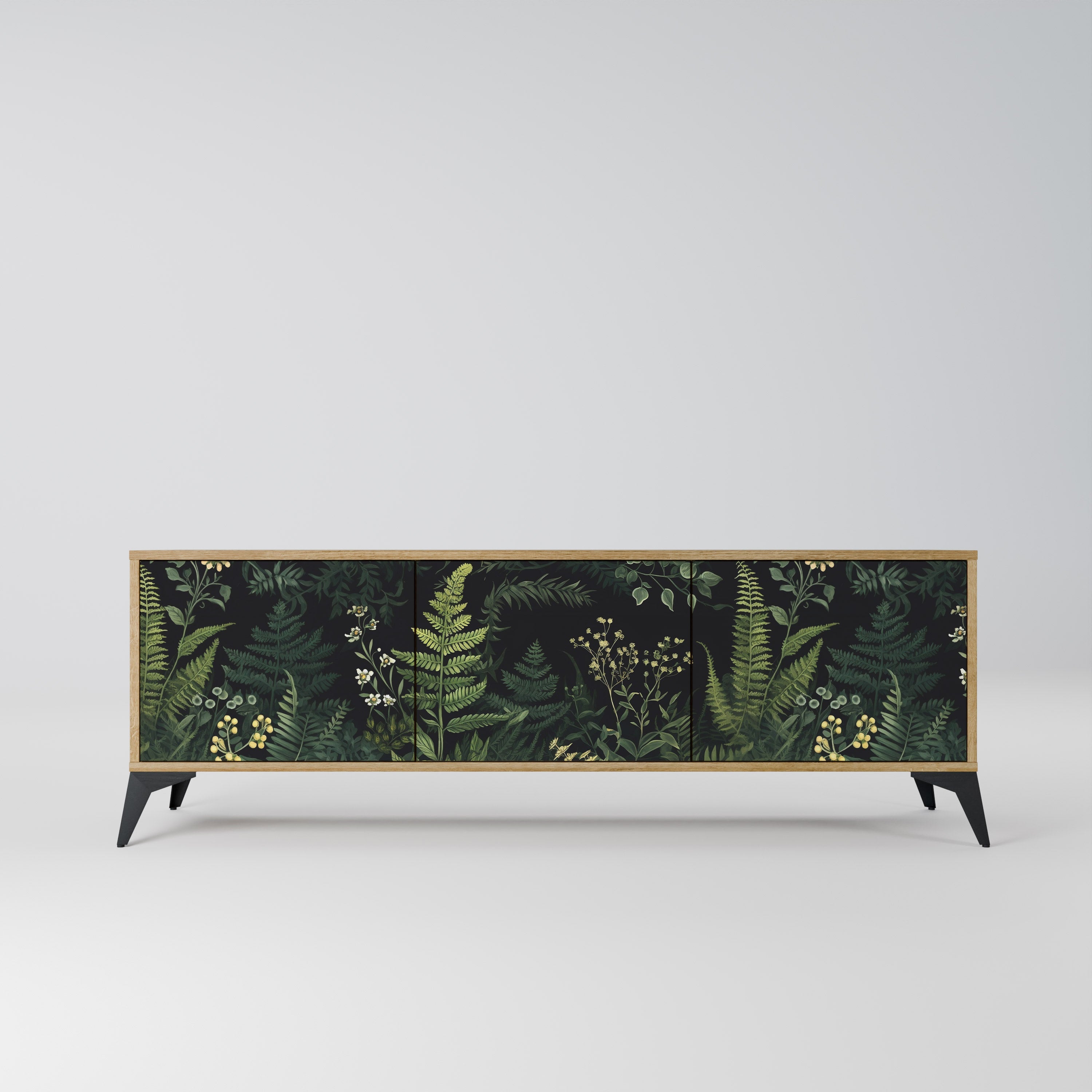 FERN FLOWERS Móvel de TV com 3 Portas em Efeito Carvalho