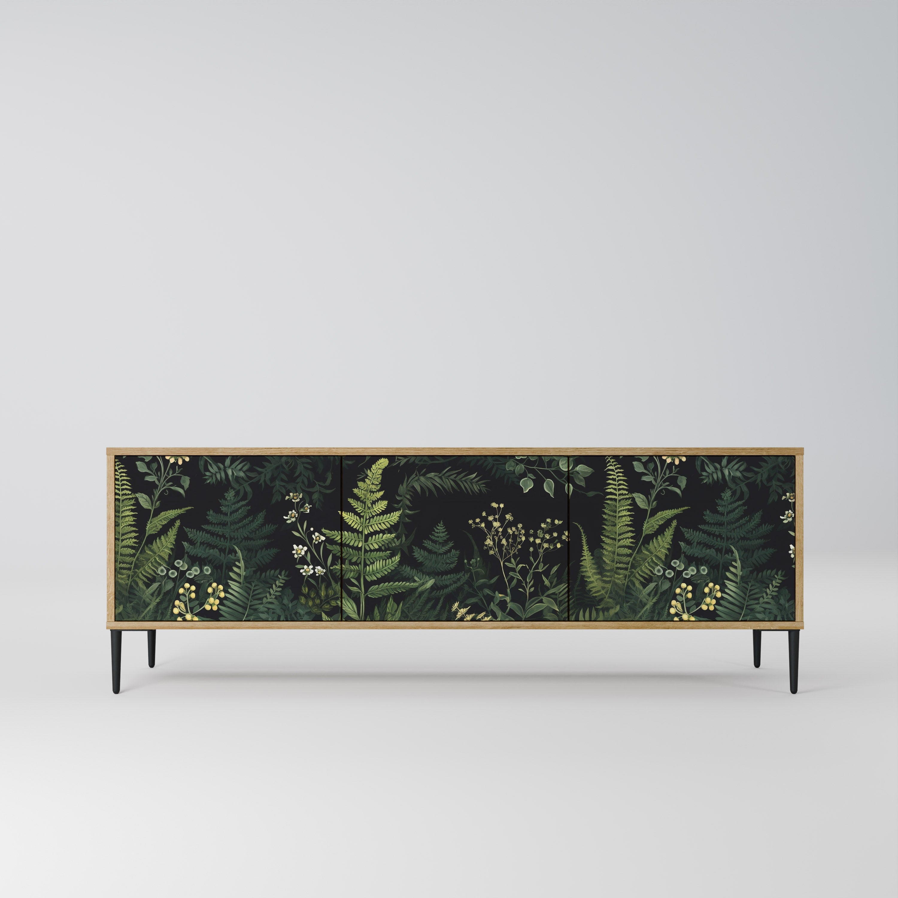 FERN FLOWERS Móvel de TV com 3 Portas em Efeito Carvalho