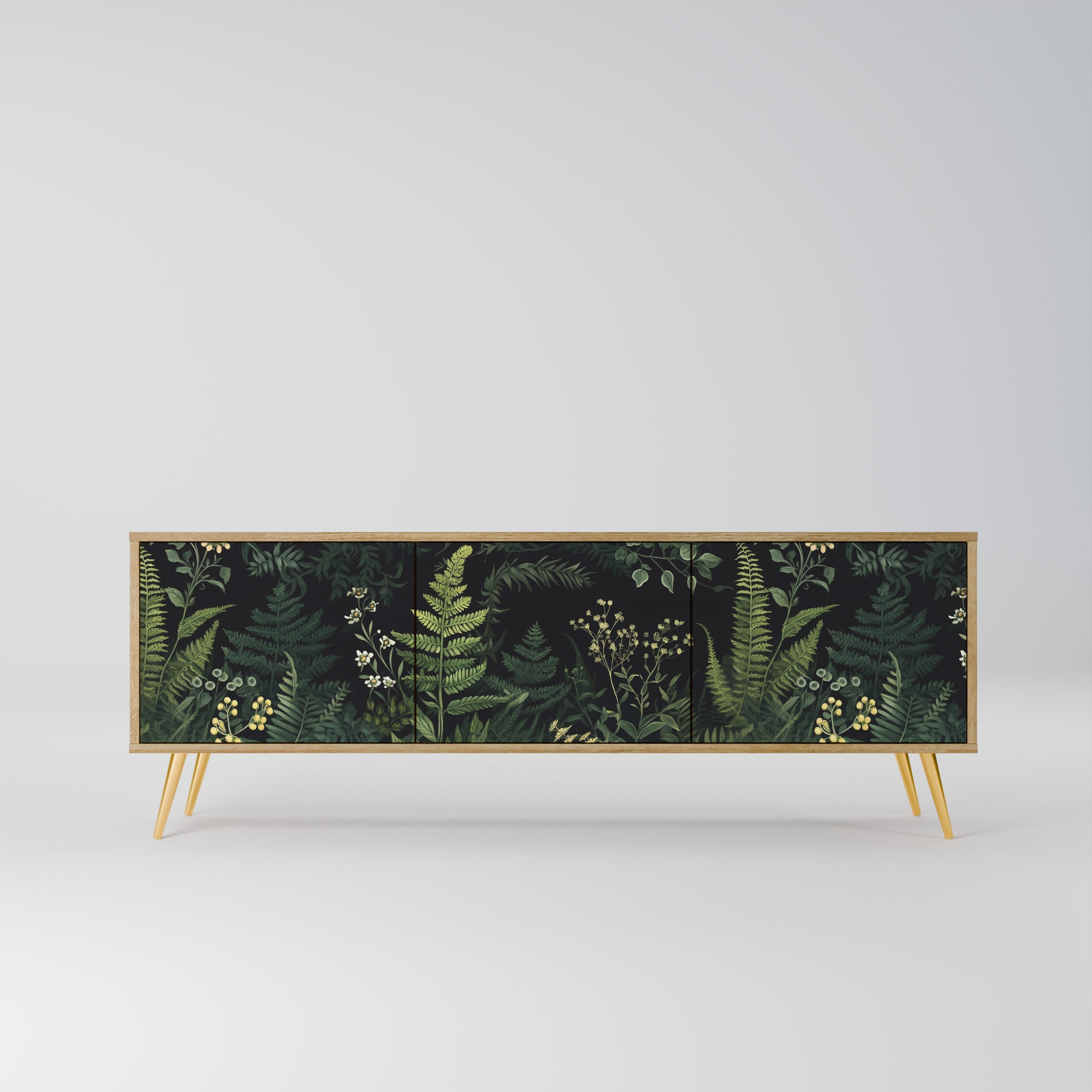 FERN FLOWERS Móvel de TV com 3 Portas em Efeito Carvalho