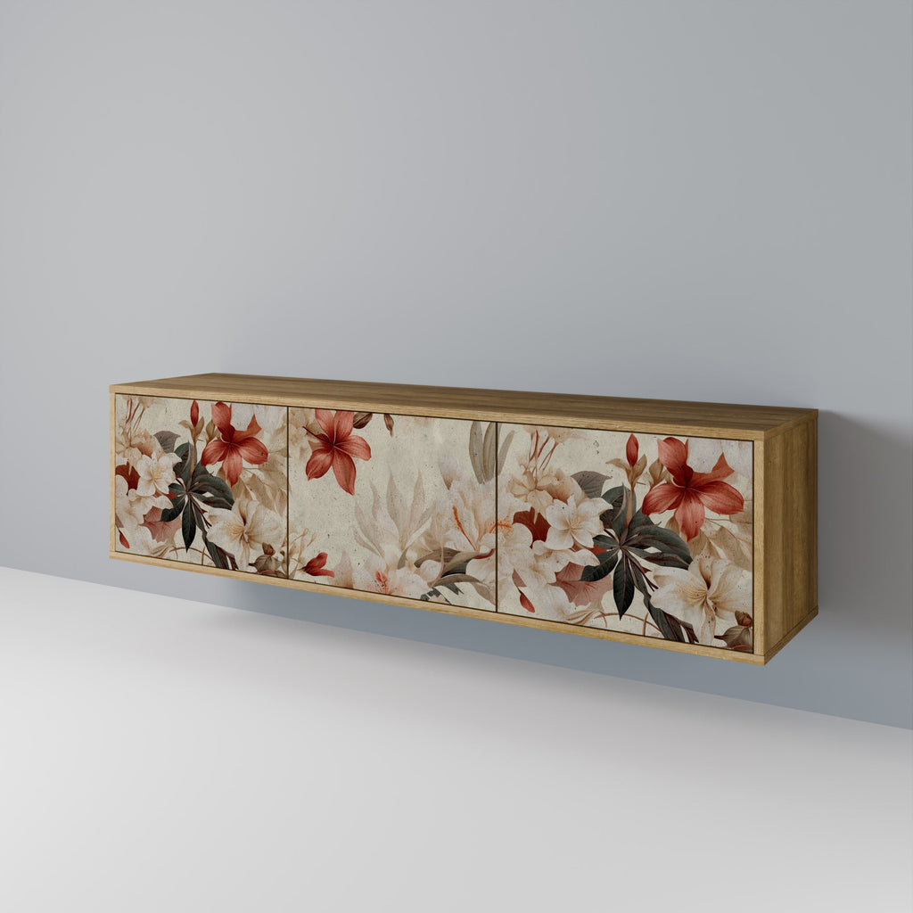 PETAL HARMONY Móvel de TV com 3 Portas em Efeito Carvalho