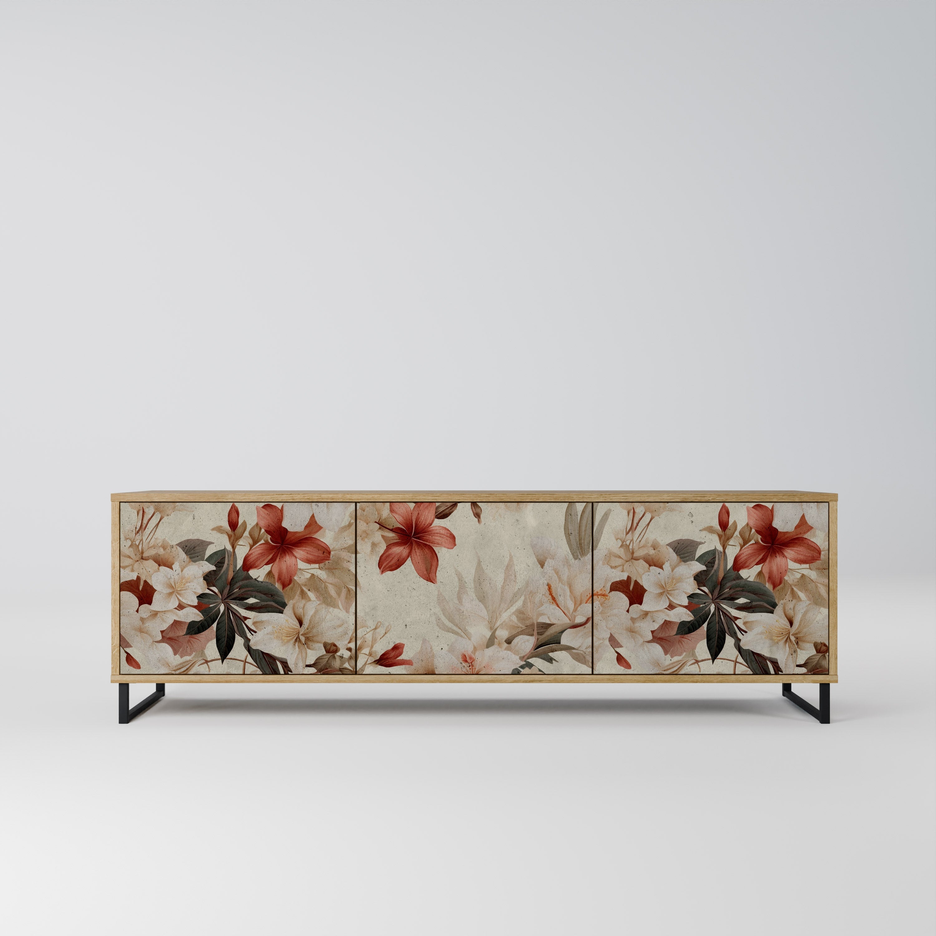 PETAL HARMONY Móvel de TV com 3 Portas em Efeito Carvalho