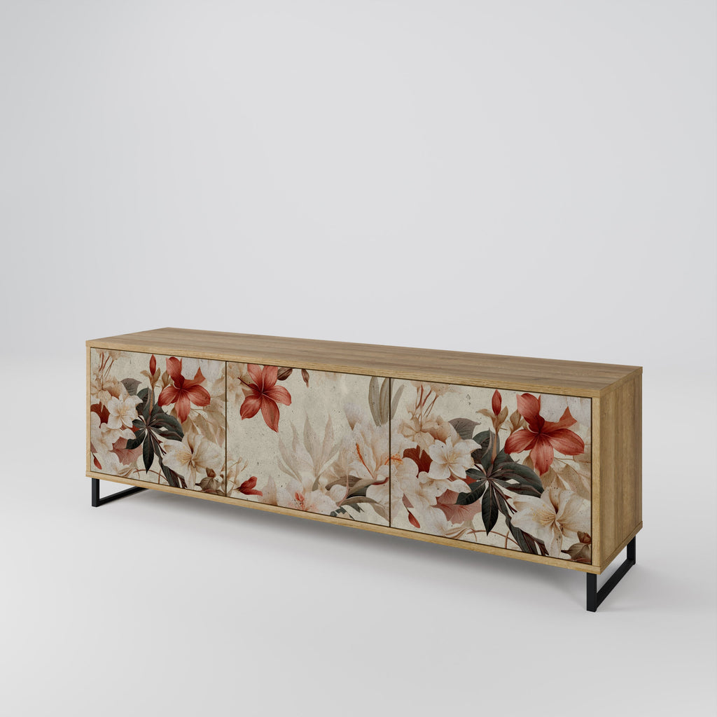 PETAL HARMONY Móvel de TV com 3 Portas em Efeito Carvalho