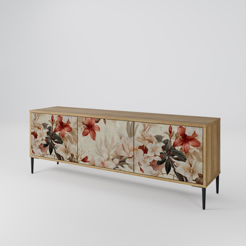 PETAL HARMONY Móvel de TV com 3 Portas em Efeito Carvalho