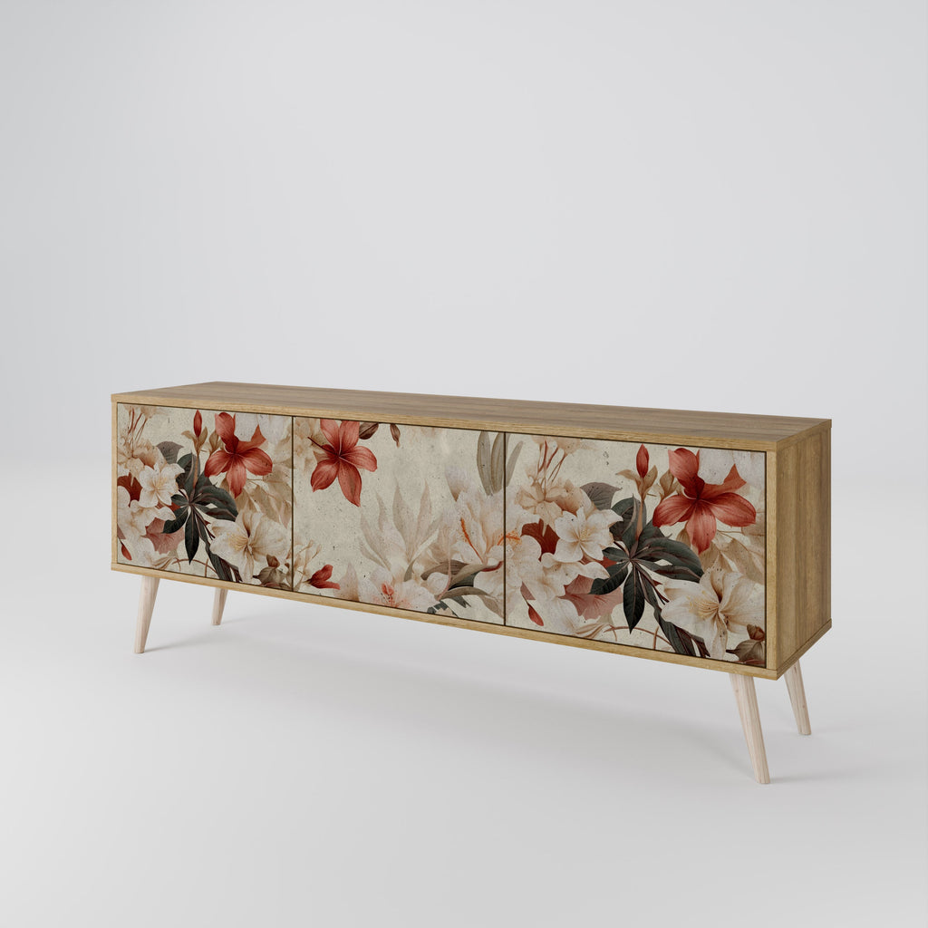 PETAL HARMONY Móvel de TV com 3 Portas em Efeito Carvalho