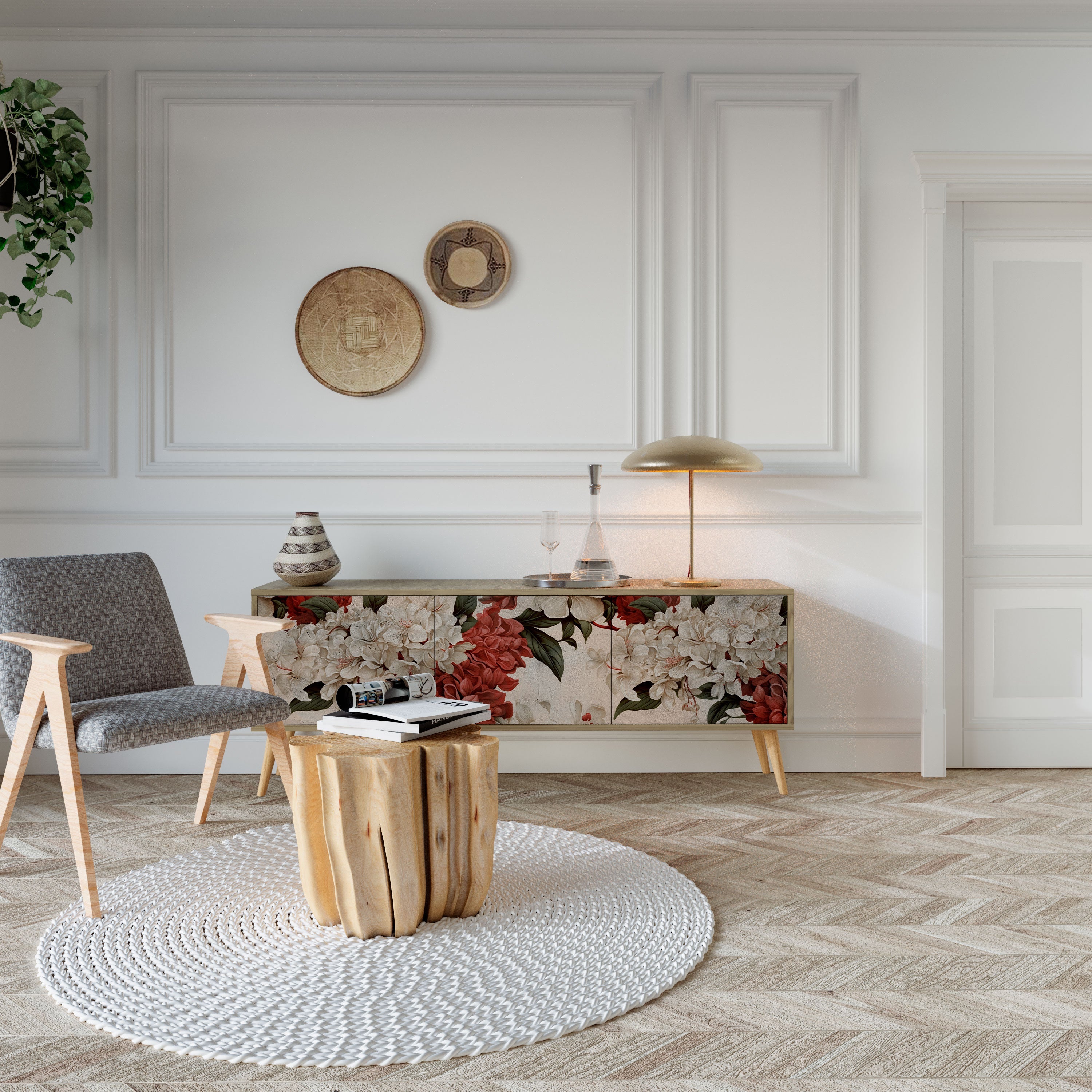 EPHEMERAL DAYS Móvel de TV com 3 Portas em Efeito Carvalho