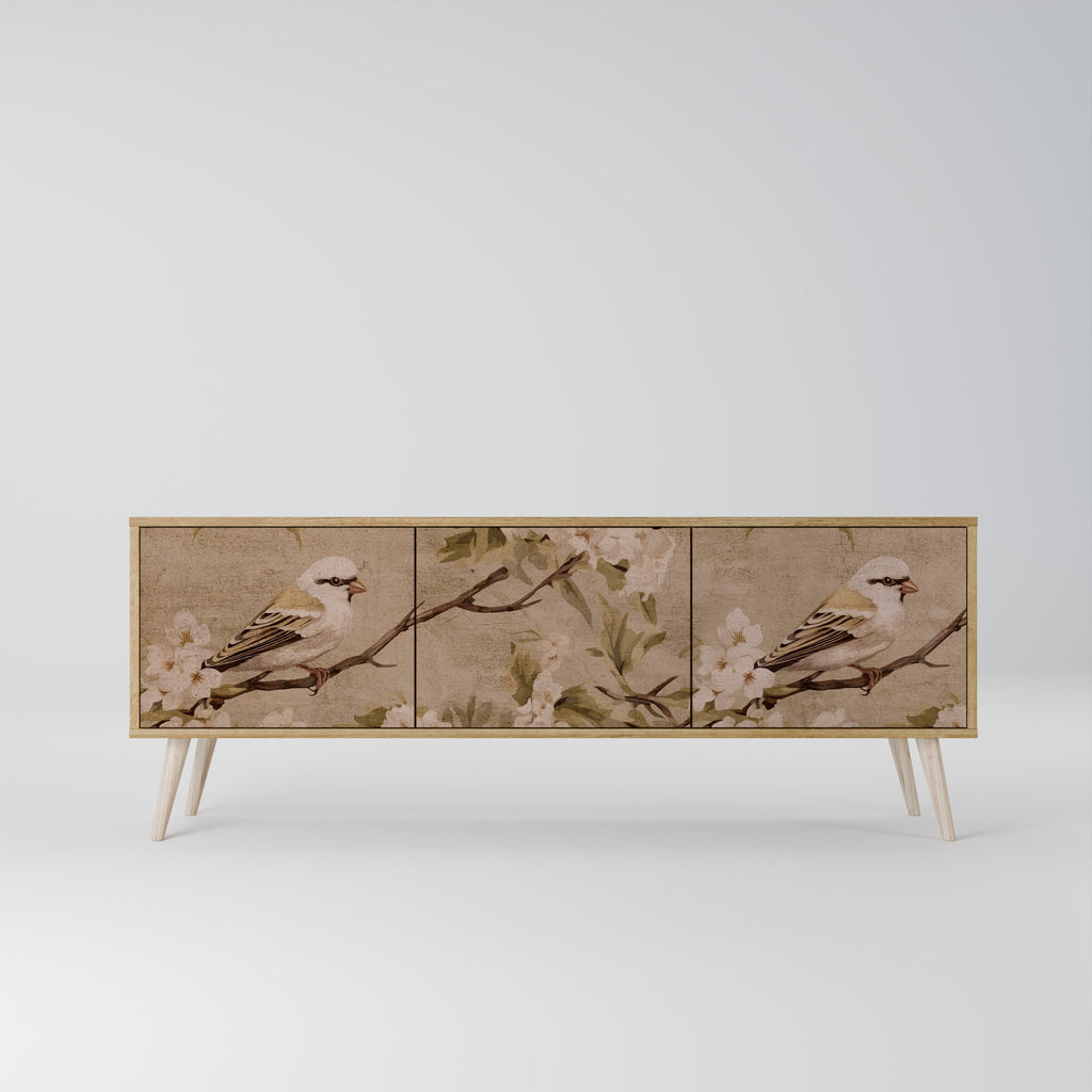 PETAL DISTINGUISH 3-Door TV Stand in Oak Effect