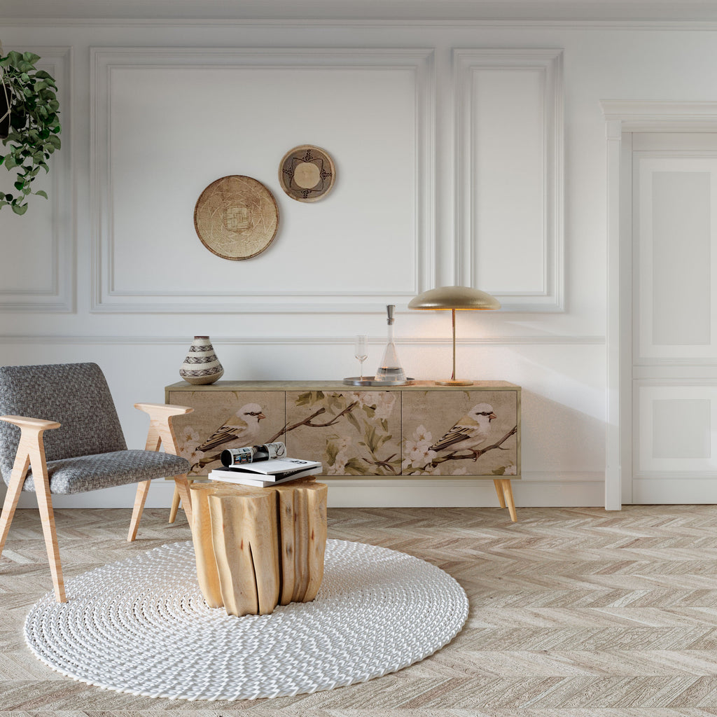 PETAL DISTINGUISH 3-Door TV Stand in Oak Effect