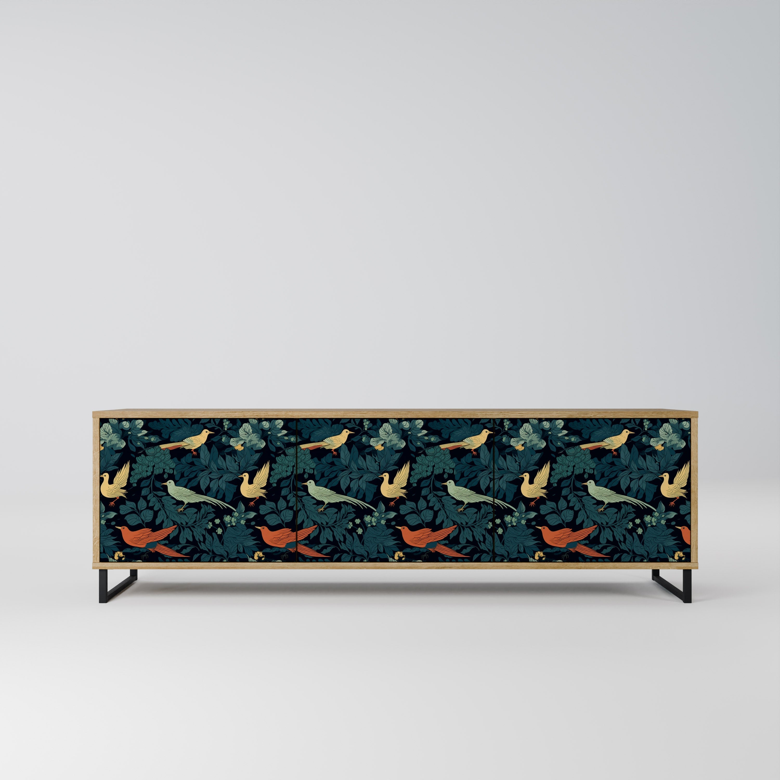 FOWL ORNAMENT Móvel de TV com 3 Portas em Efeito Carvalho